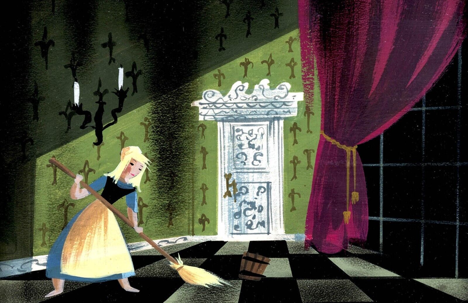 Mary Blair Disney Cinderella Cleaning the Castle Concept Print