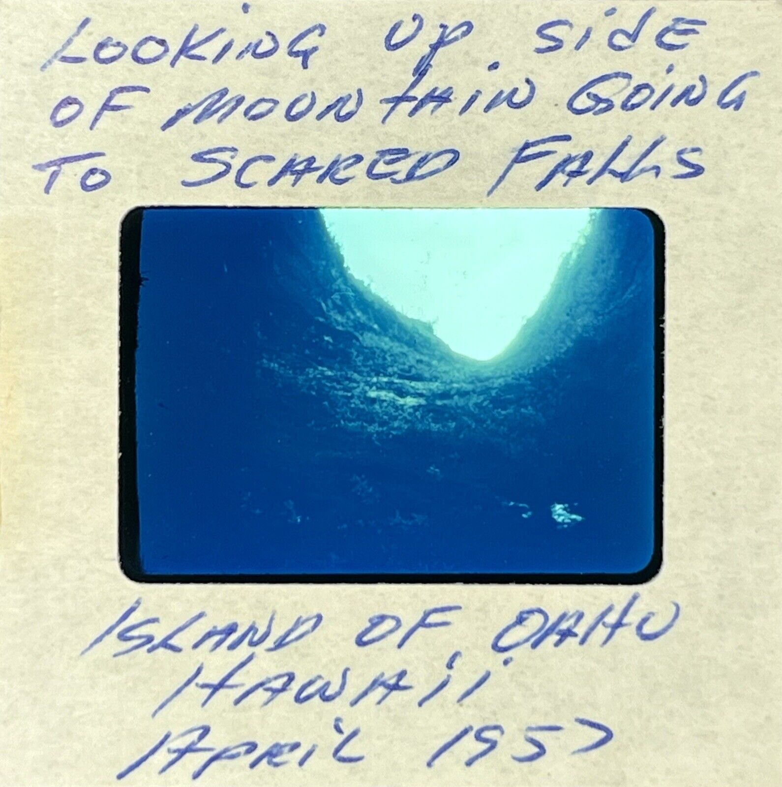 Vintage 35mm Film Slide 1957 Mountains near Sacred Falls Oahu Hawaii Kodak MCM