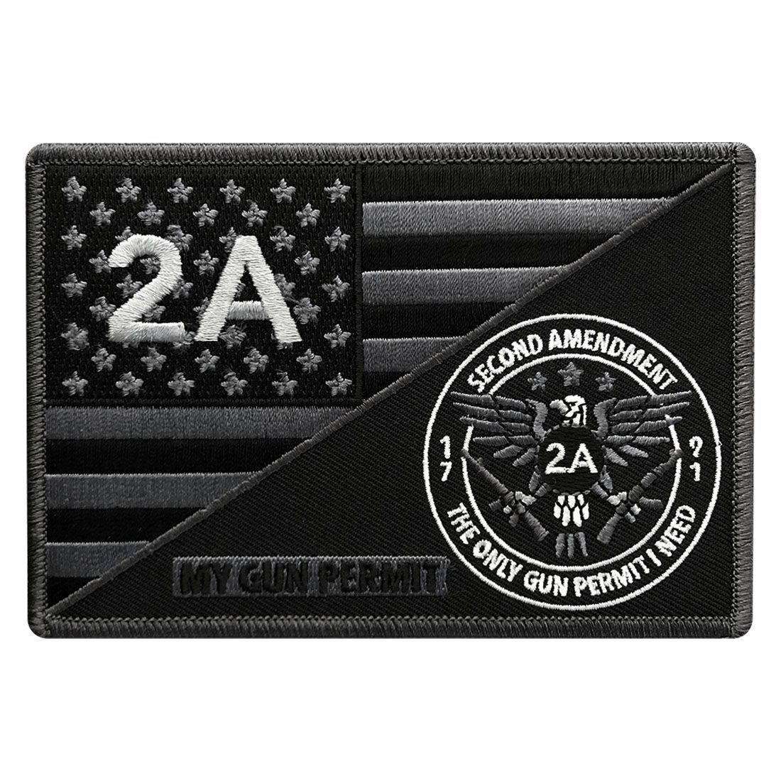My Gun Permit 2nd Amendment 1791 USA Constitution 2A Iron on Patch [5.0 inch-M8]