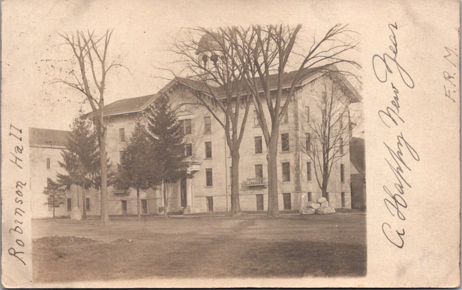 Real Photo Postcard Robinson Hall at Albion College in Albion, Michigan