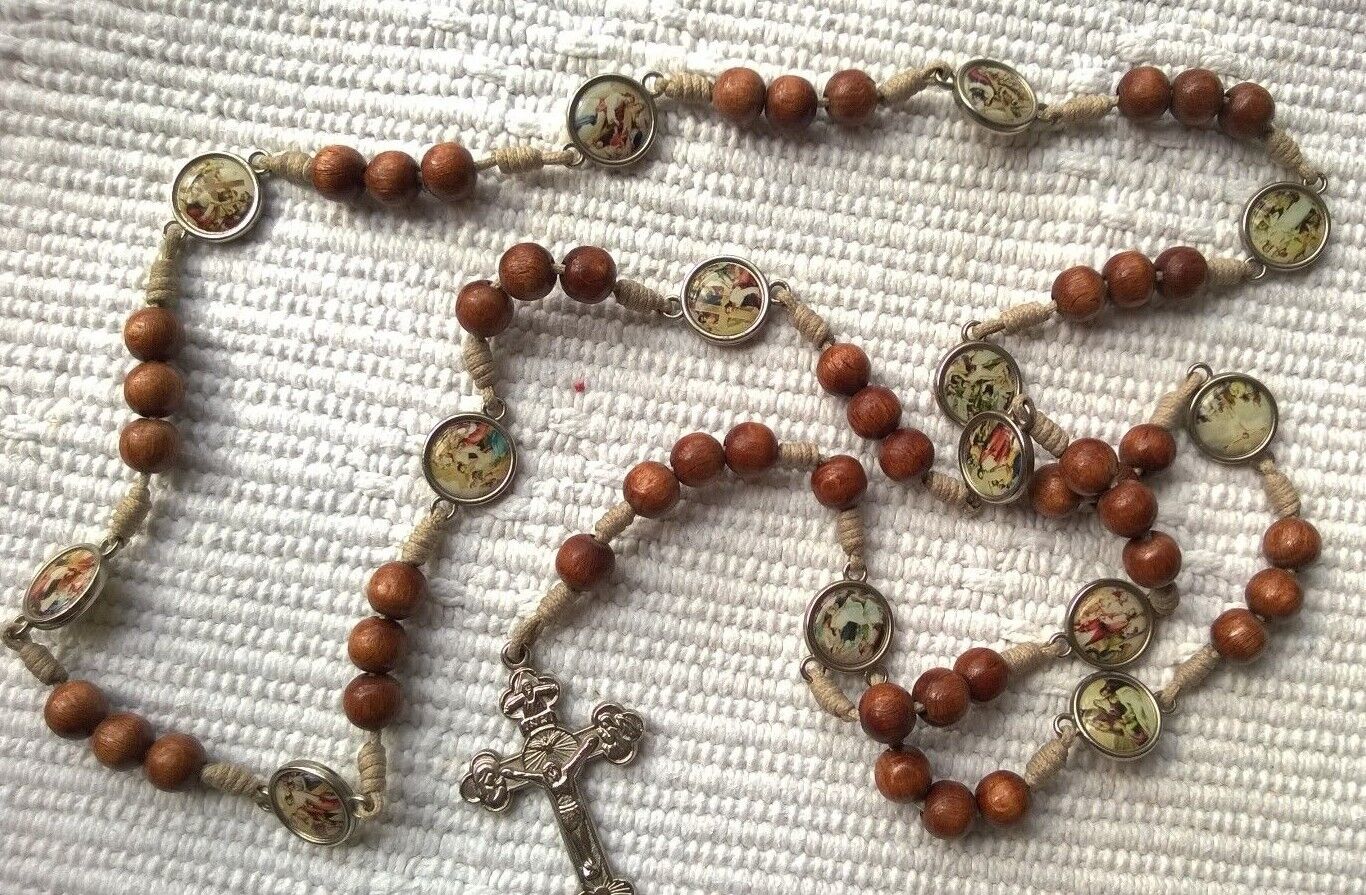 Stations of the Cross rosary rosaries made of wood from Medjugorje 22.8 inc