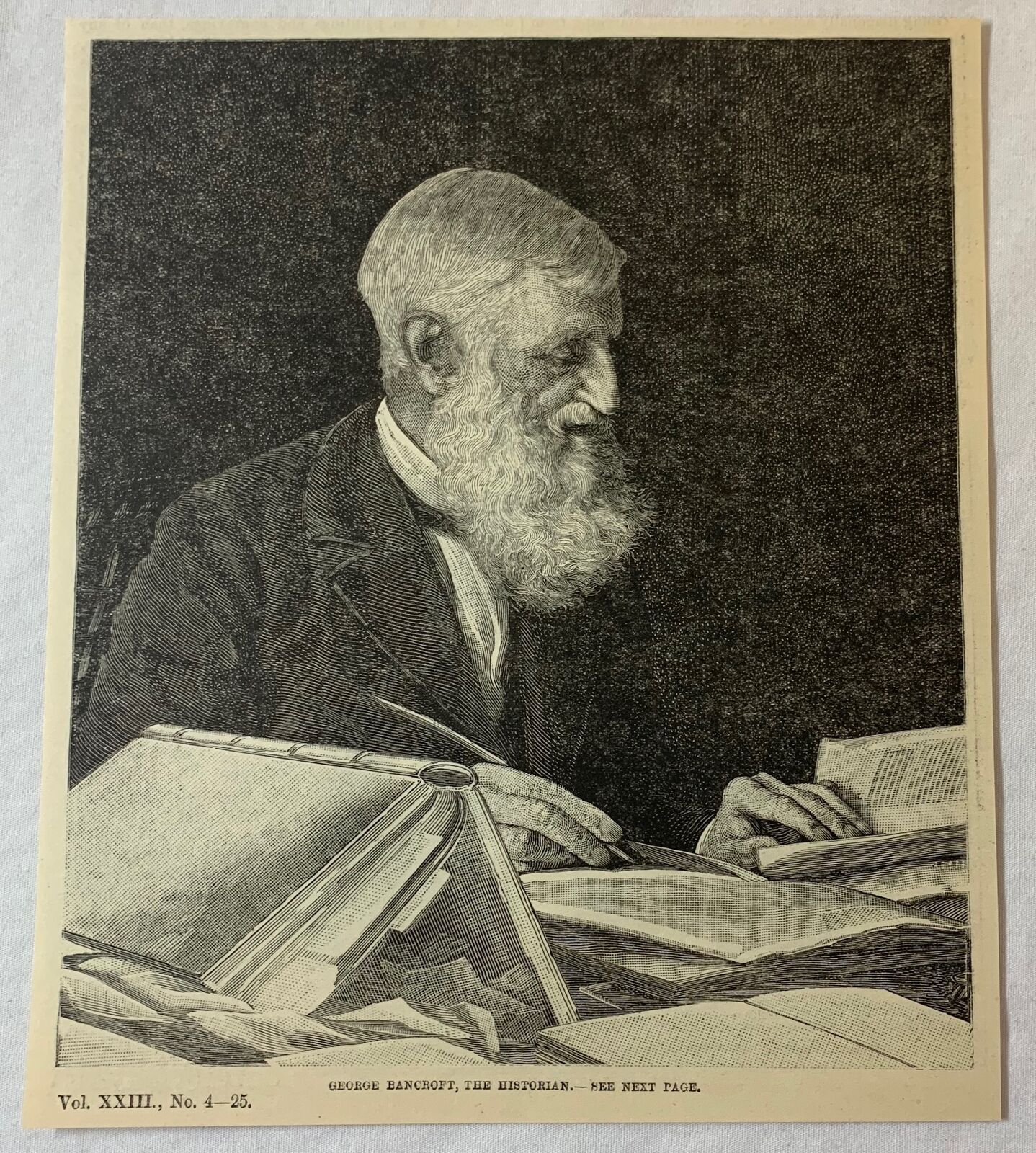 1887 magazine engraving ~ GEORGE BANCROFT, The Historian