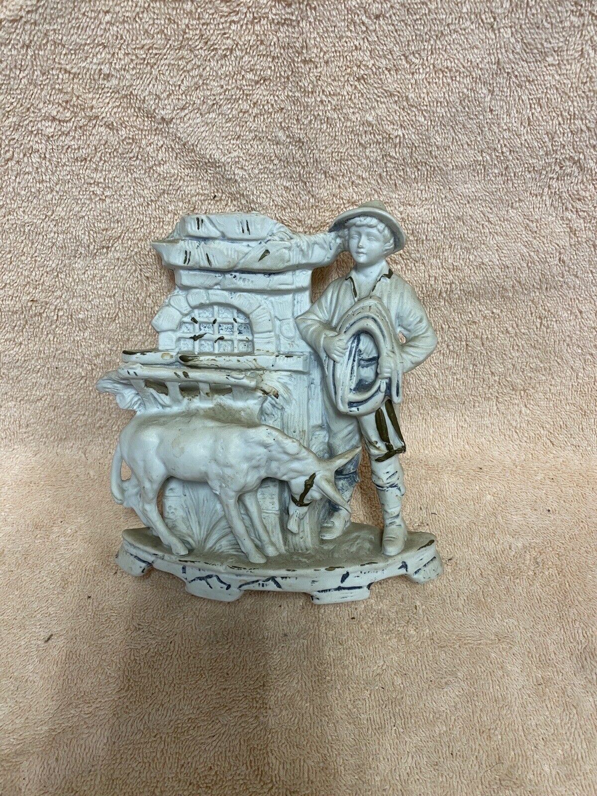 ANTIQUE 1800’s Grafenthal DEP Unger Schneider & Co Boy & Donkey Vase