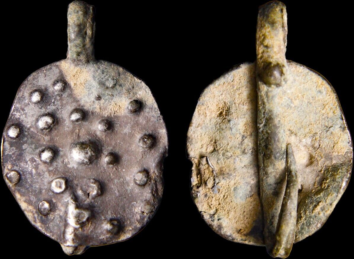 Hellenistic Silver Pendant Amulet Magic Protection Dots Shield Design Antiquity