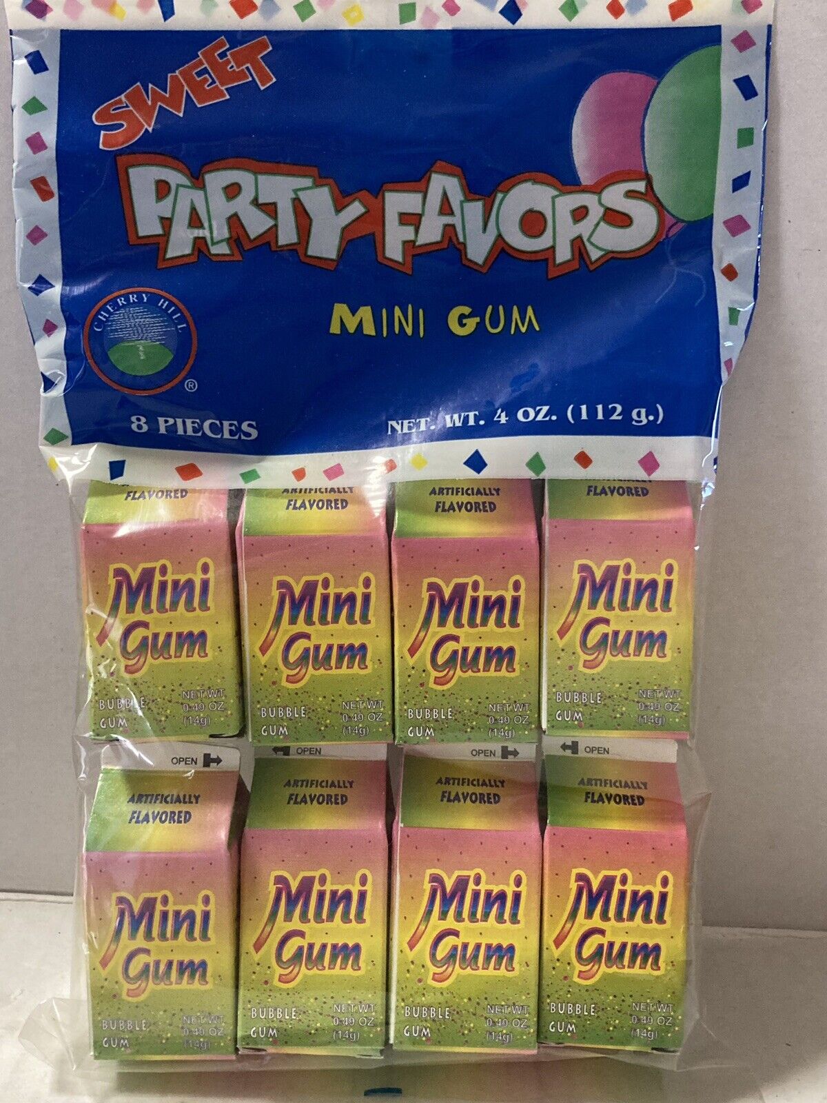 Vintage 1997 PARTY FAVORS MINI Bubble Gum 8 Piece Carton Boxes--Sealed--NOS