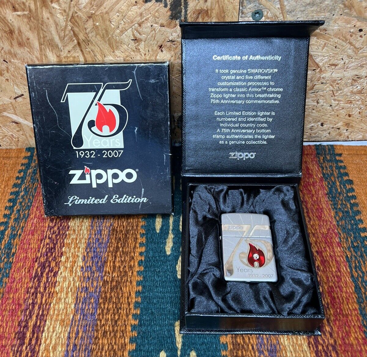 Zippo 75th Anniversary Lighter Swarovski Crystal Limited Edition 1 Of 14,000 NEW