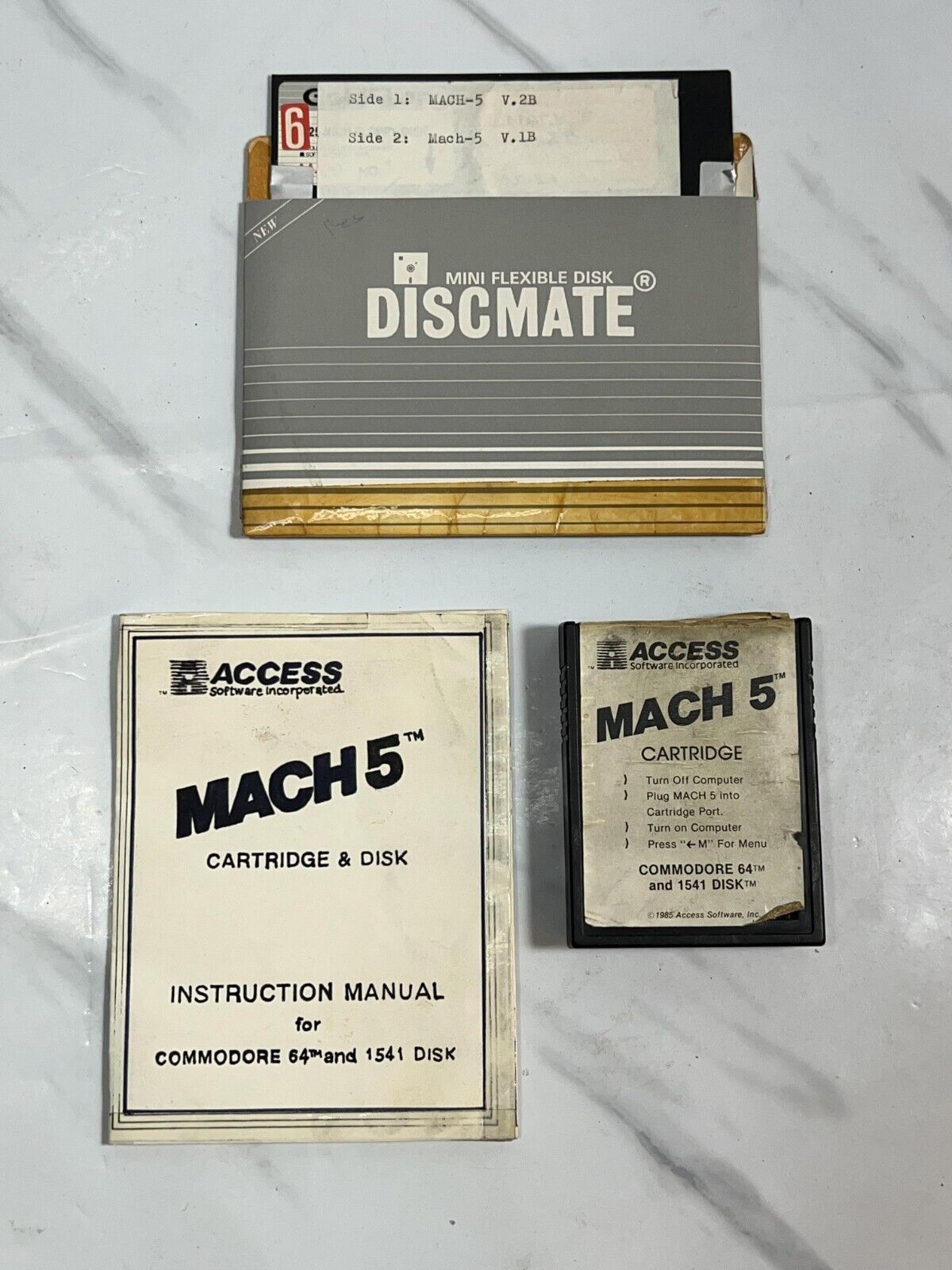 Vintage C64 Commodore 64 MACH 5 Fast loader Cartridge With 2 Disk 5.25