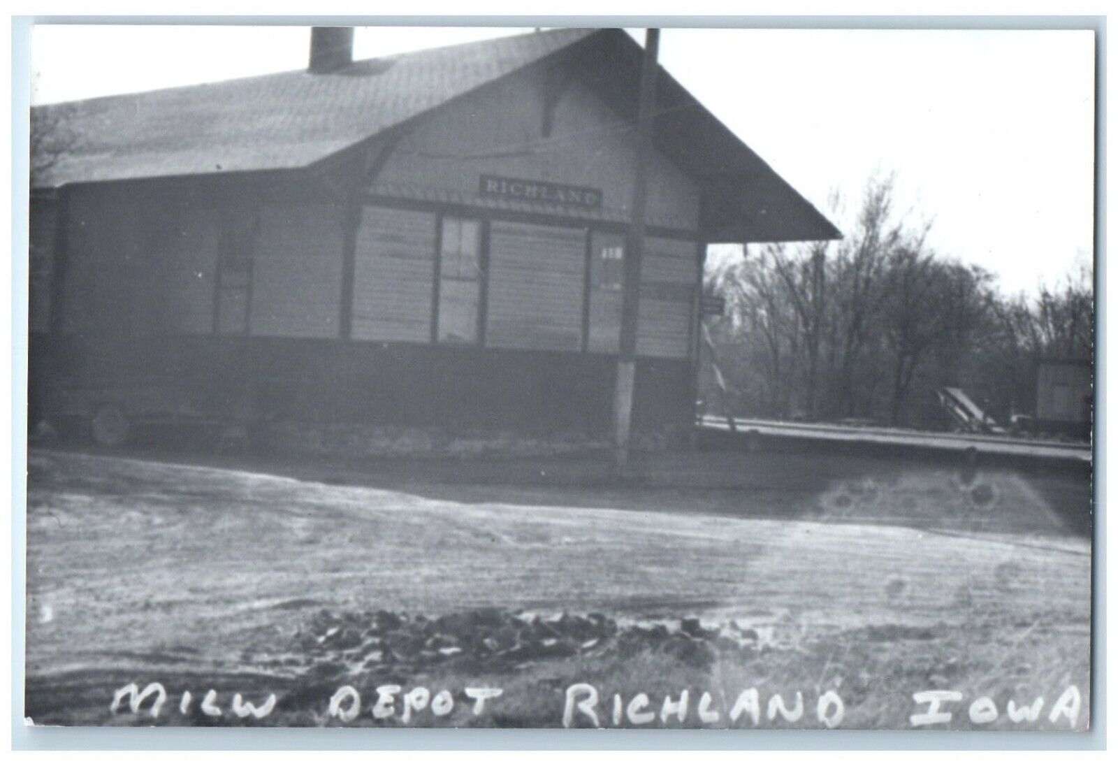 c1960\'s MILW Richland Iowa IA Railroad Train Depot Station RPPC Photo Postcard