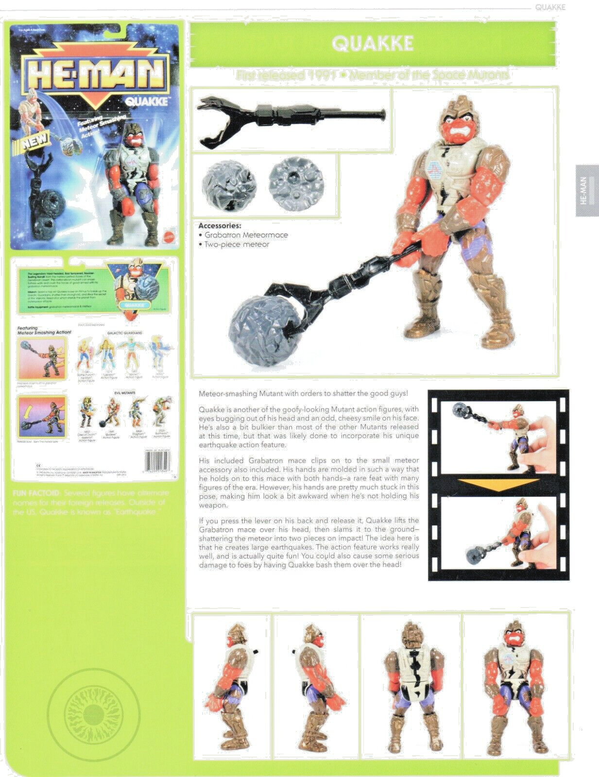 HE-MAN MOTU QUAKKE Character Action Figure Pin-Up PRINT AD/POSTER 9x12 ART