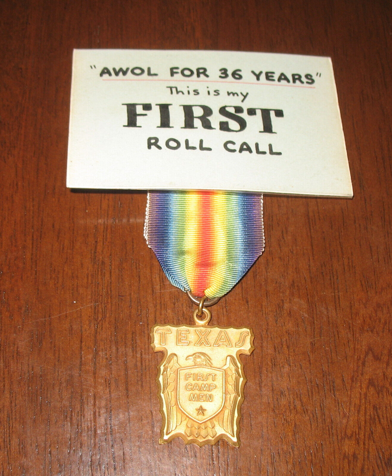 WW1 Texas First Camp Men Ribbon & Medal AWOL for 36 Years First, Roll Call