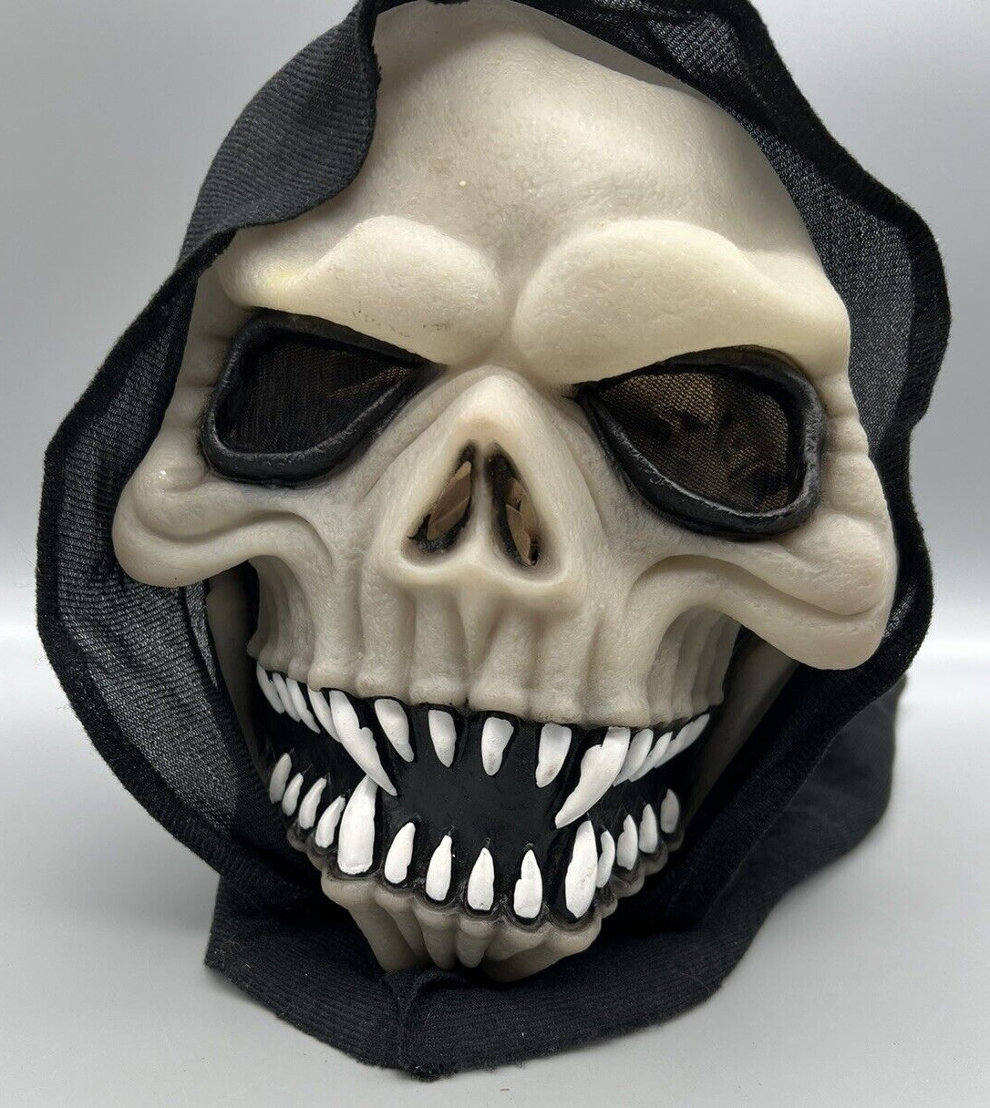 Skull Hooded Halloween Mask Glows In The Dark Adult Costume Scary