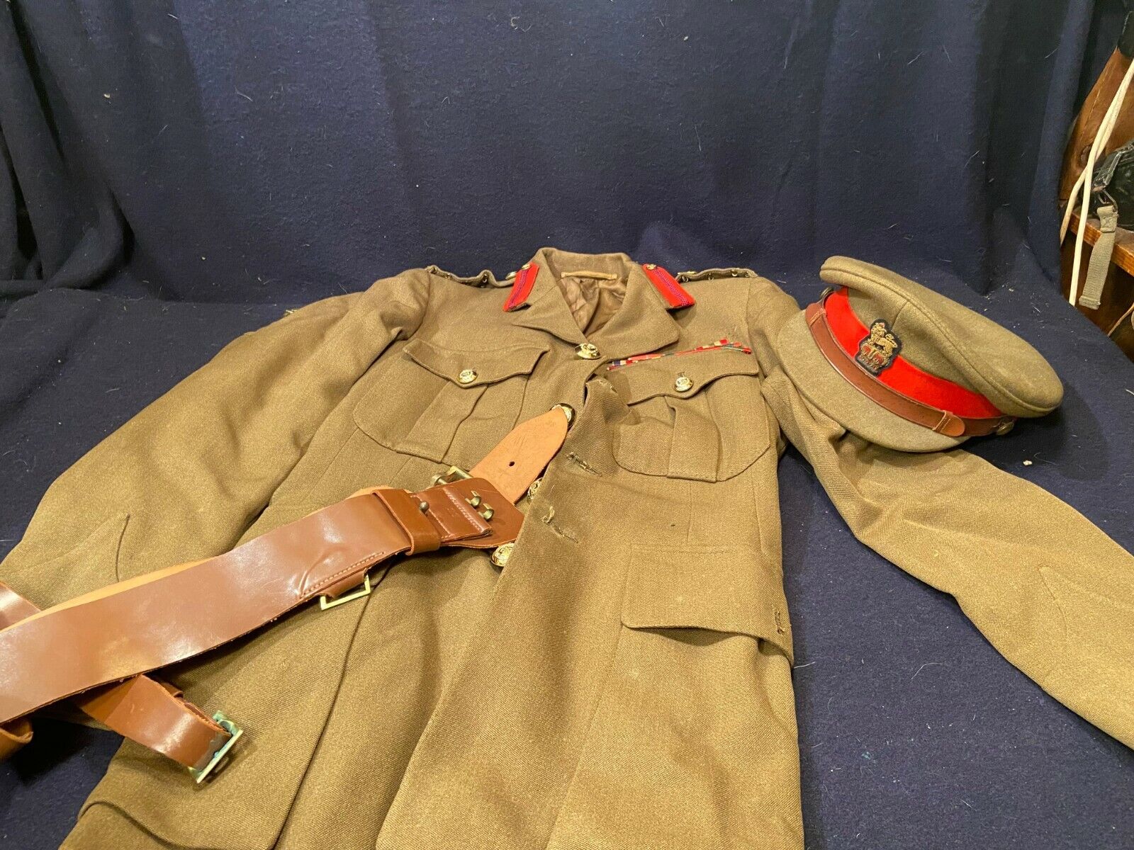 Named WW2 Canadian British Brigadier General jacket Tunic Visor cap lot
