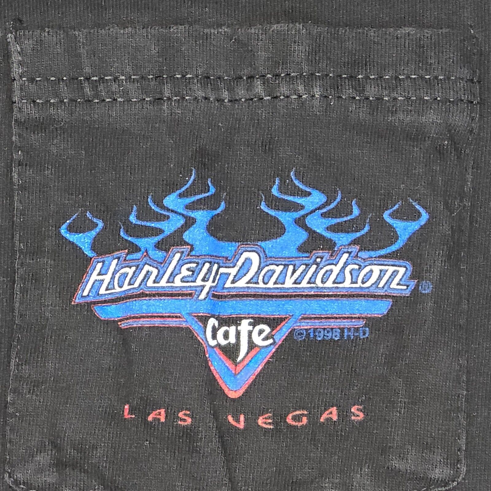 Vintage 90s 1998 Harley Davidson Café Las Vegas Short Sleeve Pocket Mens Medium
