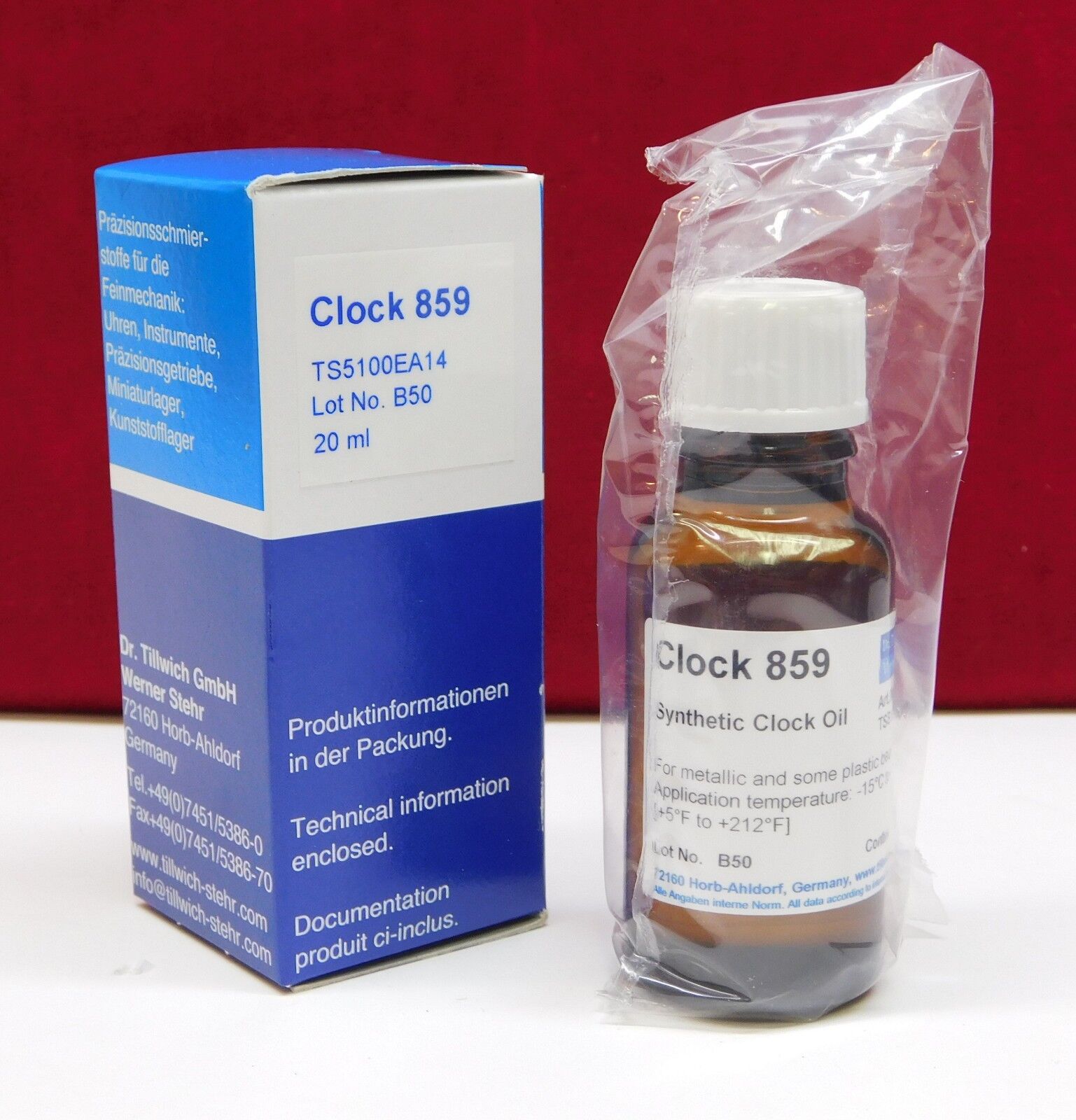 Etsyntha 859 Full Synthetic Clock Oil 20 ml Bottle Hermle Regula Herr Cuckoo