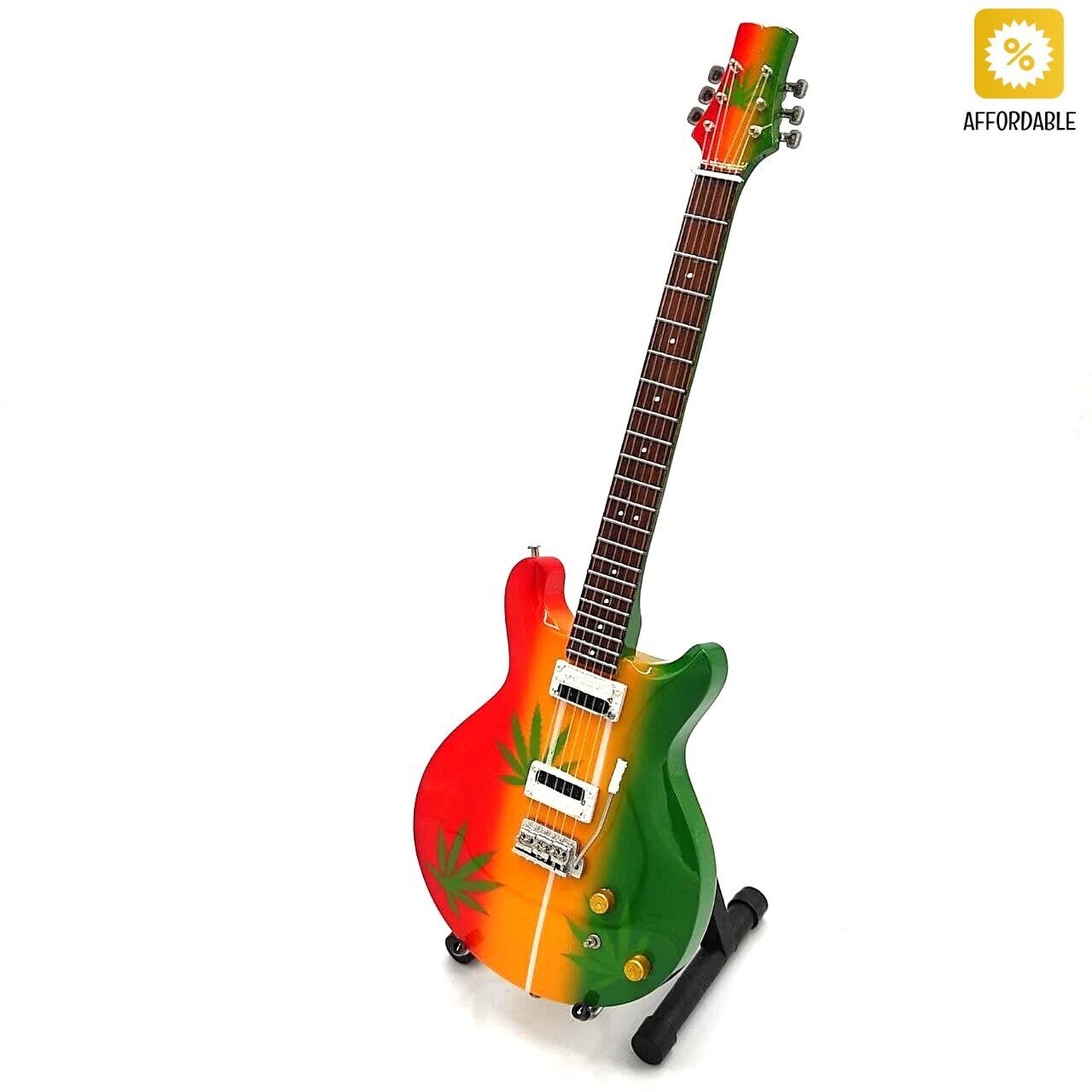 Bob Marley Mini Guitar Ganja Tribute Mahogany Colorful A Gift For A Guitarist