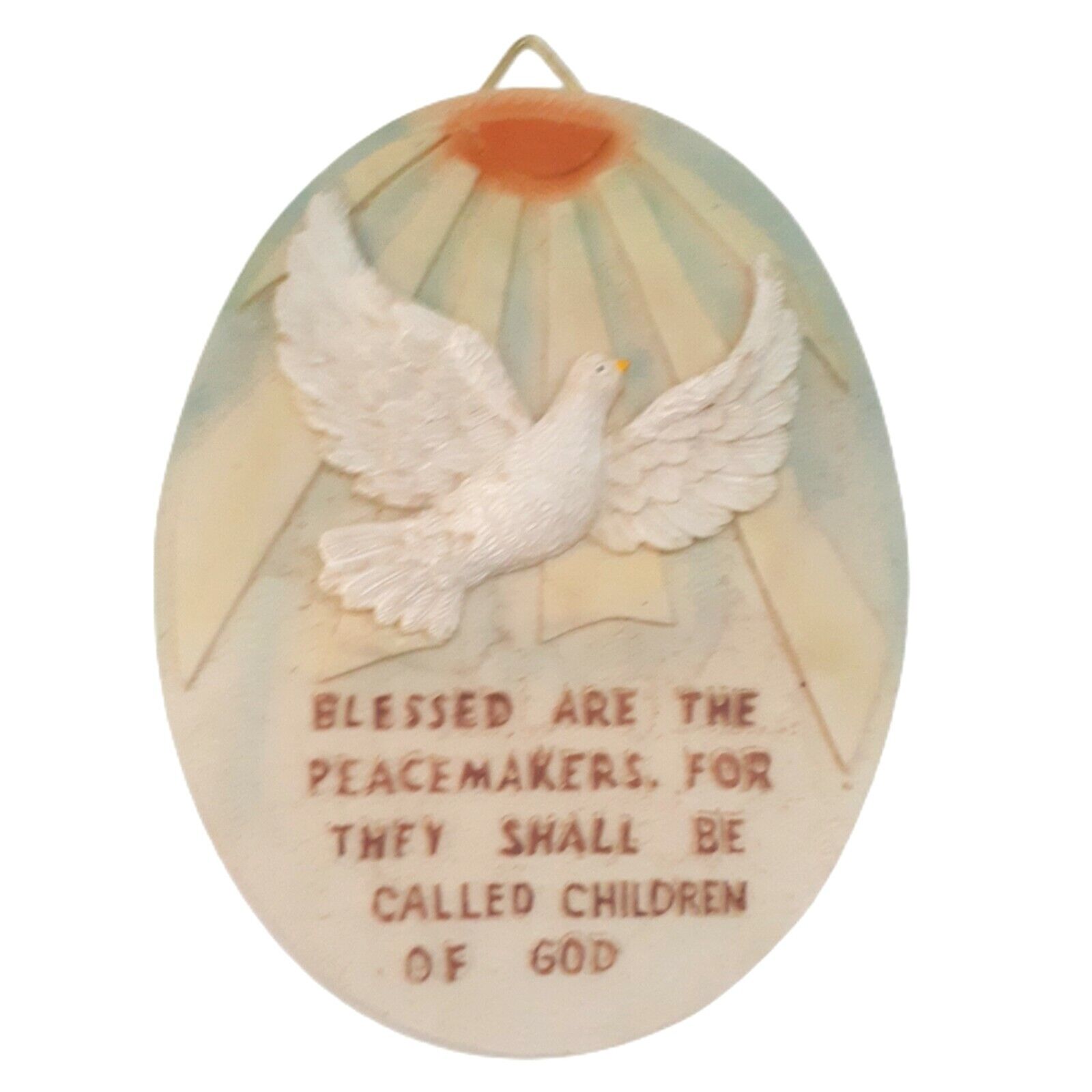 Blessed Are The Peacemakers,... Decor Ceramic Matte Wall Plaque Holy Spirit Dove