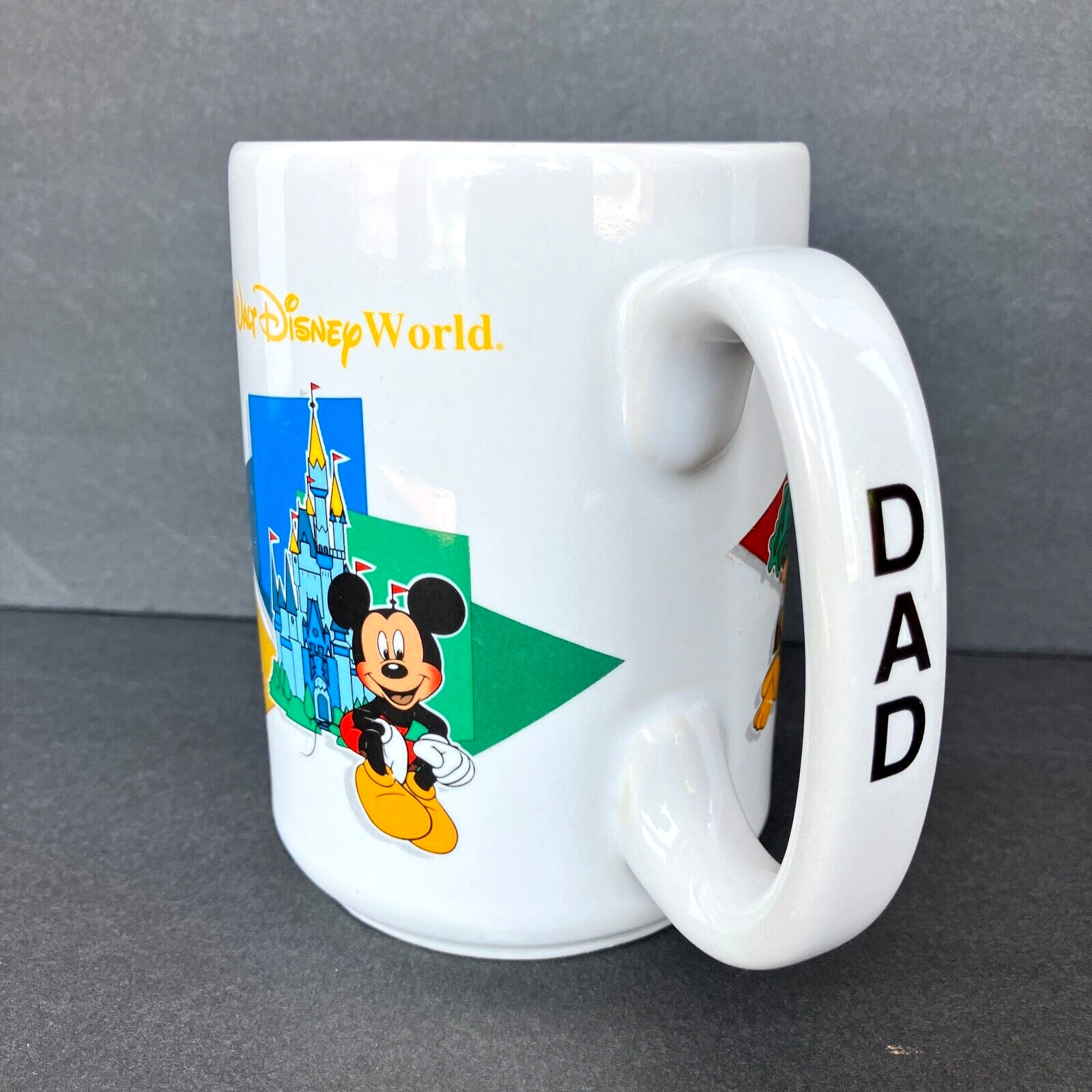 Vintage Walt Disney World DAD Mug Coffee Ceramic Cup Four Parks One World 14 oz