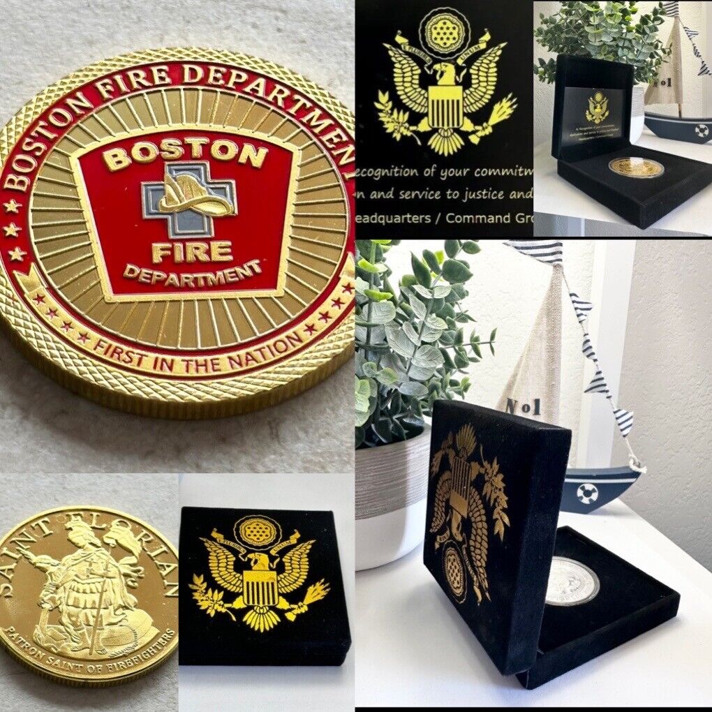 BOSTON Fire Dept. Challenge Coin Come With Special Velvet Case