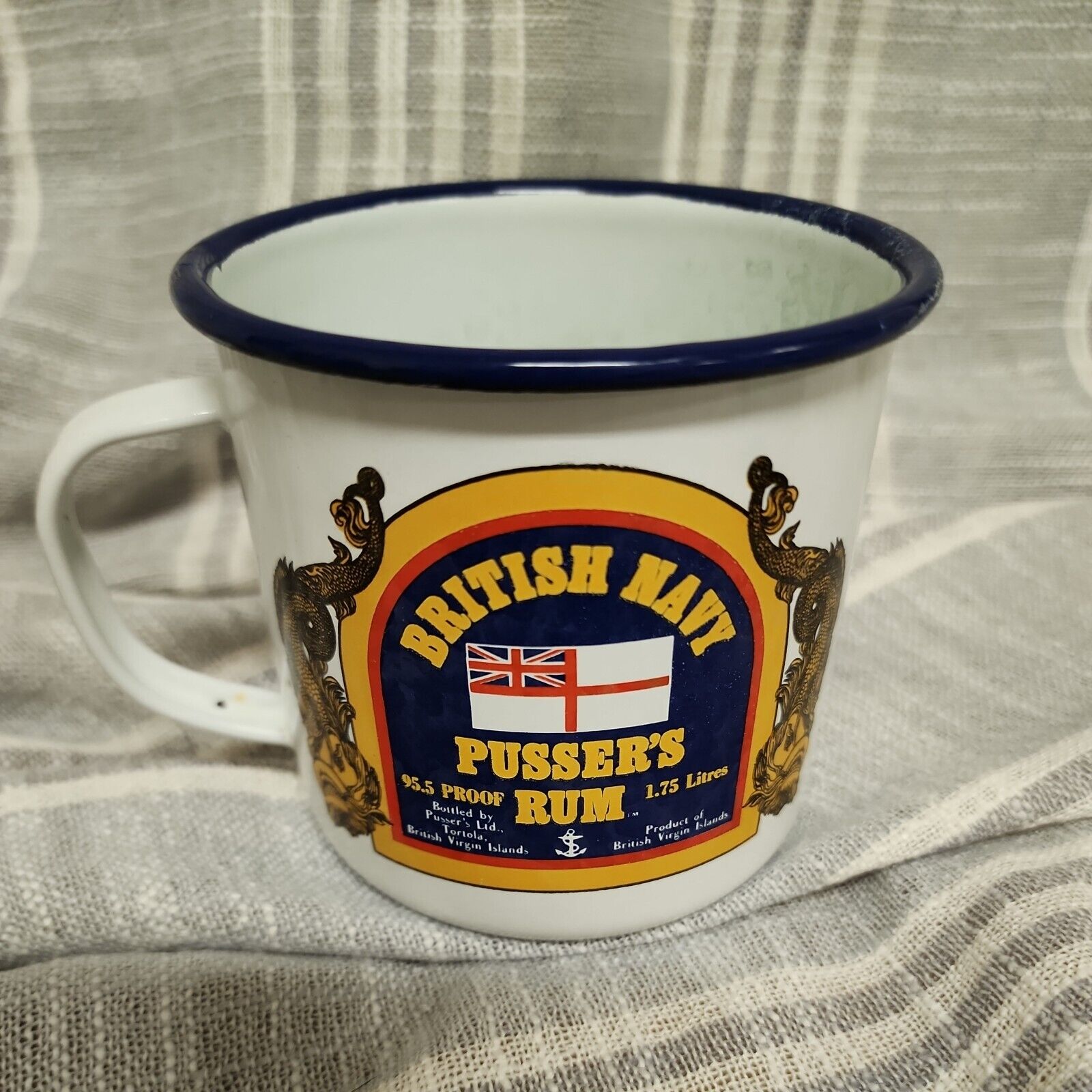 British Navy Pusser\'s Rum Enameled Metal Cup, Tortola, British Virgin Islands