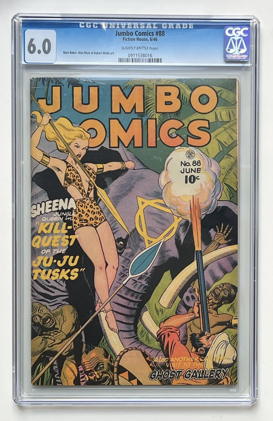 Jumbo Comics 88 CGC 6.0 Matt Baker art Sheena Jungle Queen 1946 Fiction House