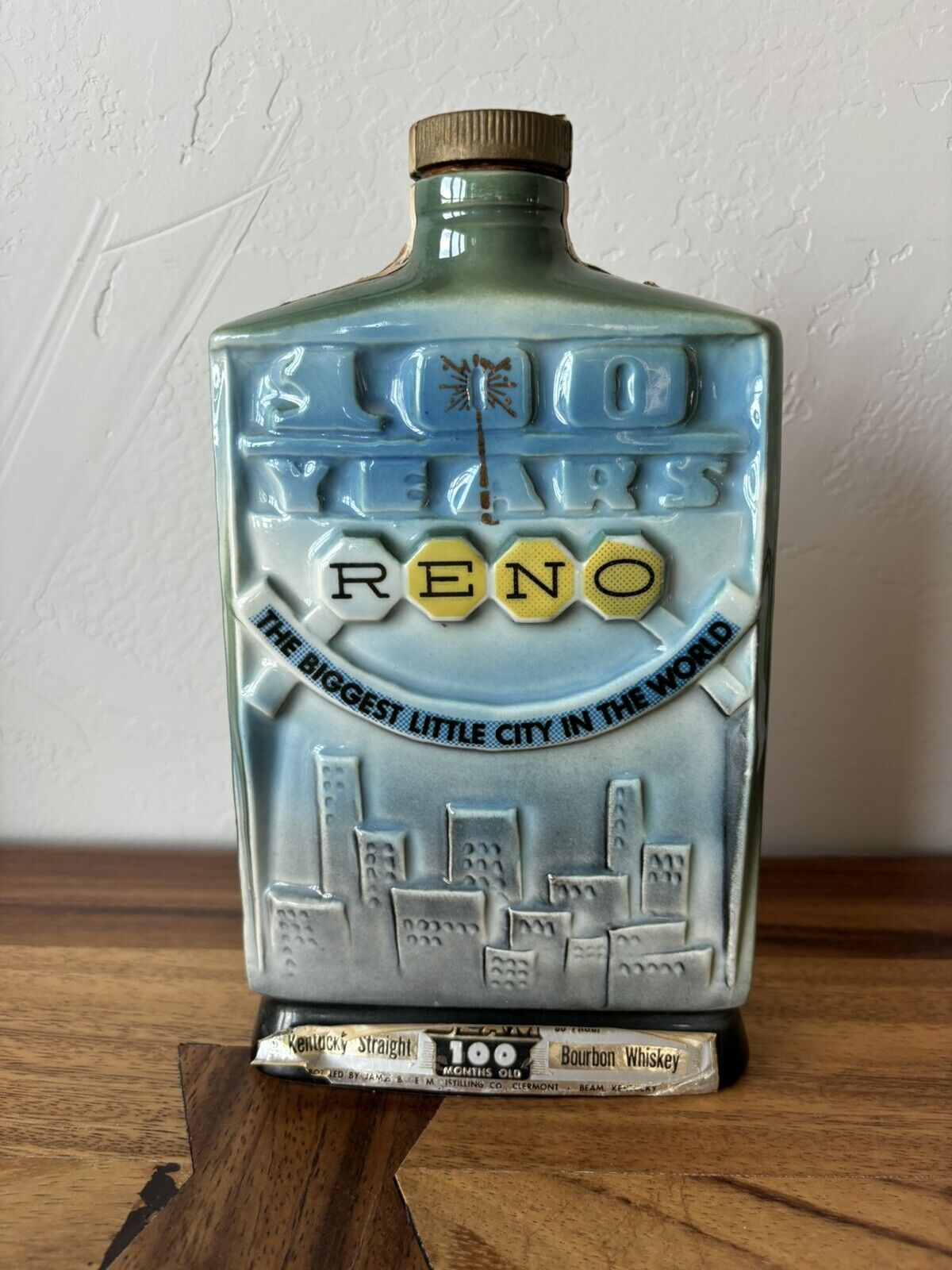 Vintage 1968 Jim Beam 100 Years Reno Nevada Whiskey Decanter
