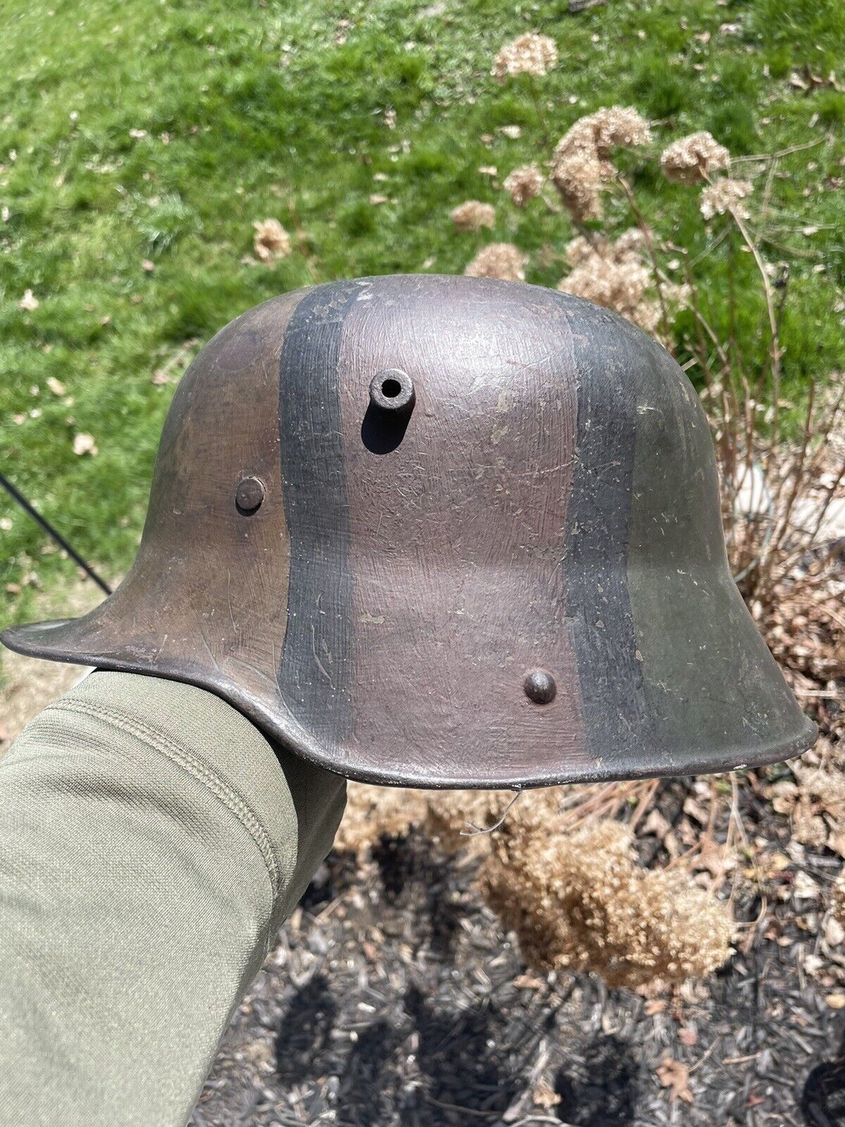 Original WW1 German 1917-18 CAMO Helmet Size 66 And Gorgeous