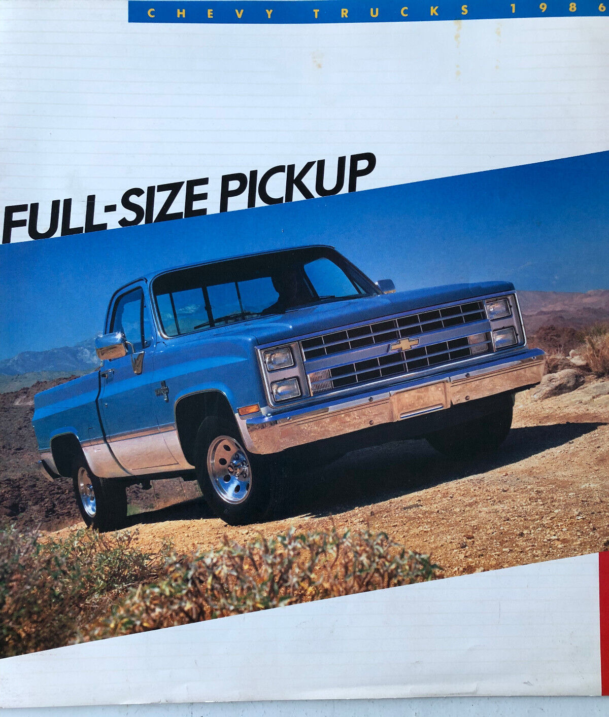 Vintage 1986 Chevrolet pickup truck original color dealership brochure
