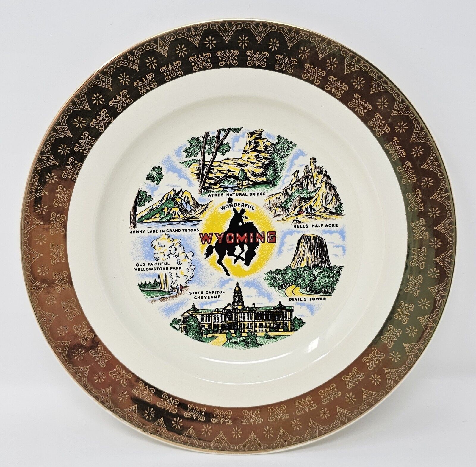 Vintage Wyoming Souvenir Collectible Plate