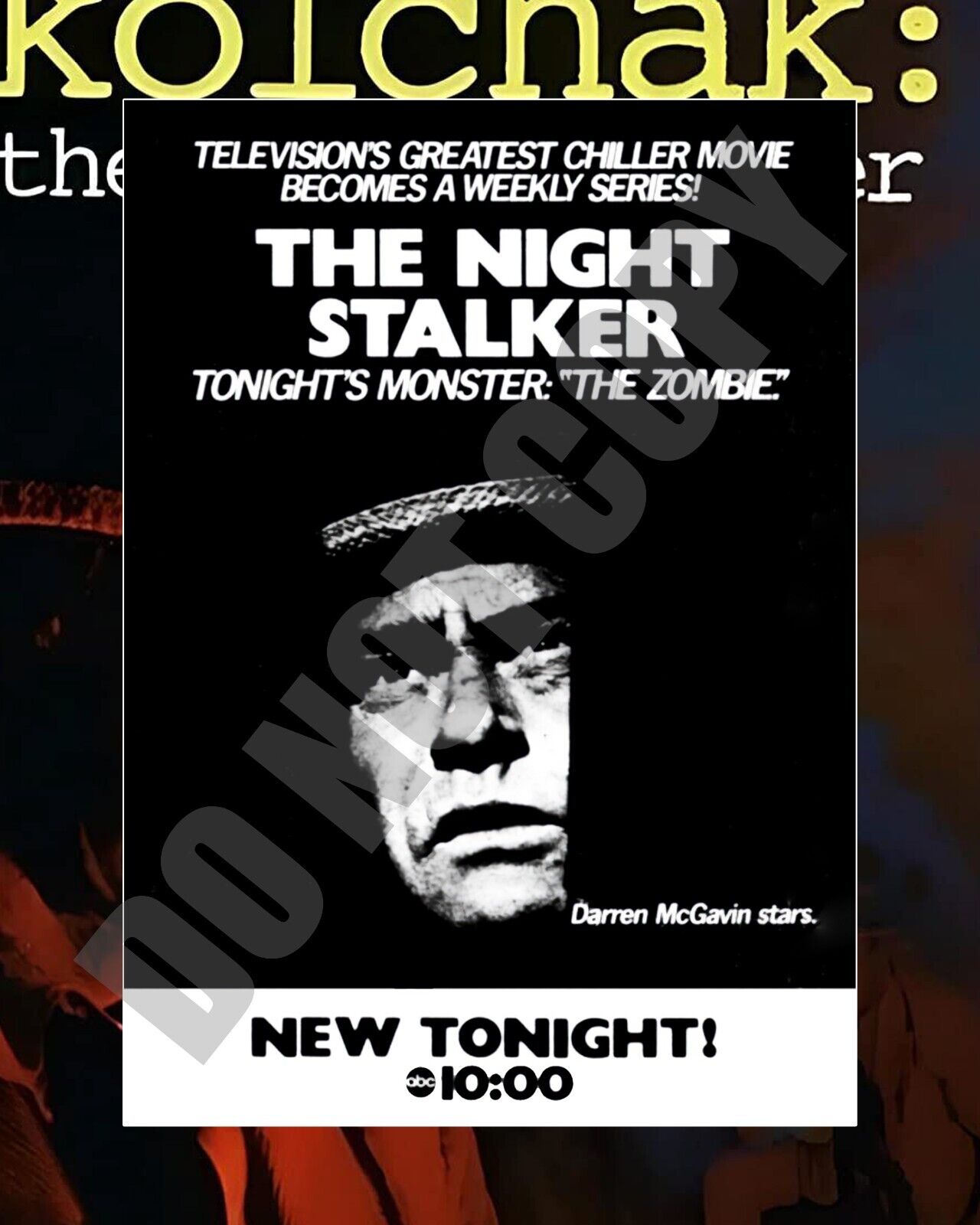 Sept 1974 The Night Stalker TV The Zombie Episode Darren McGavin Ad 8x10 Photo