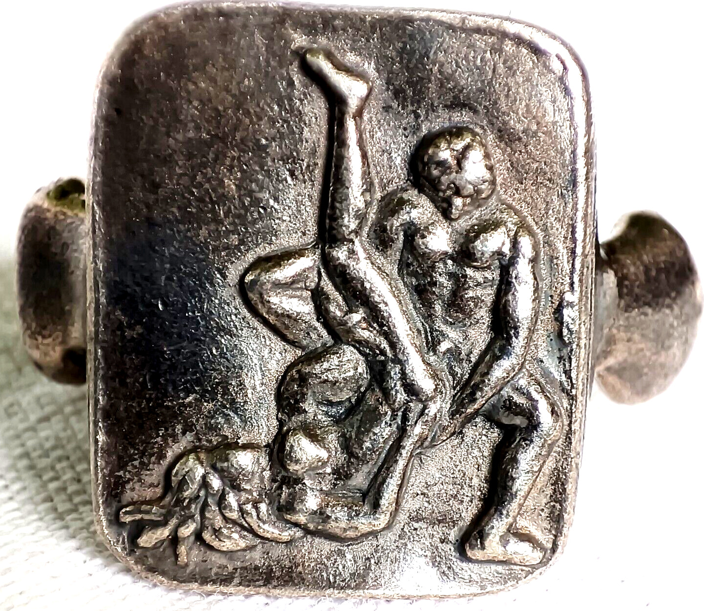 200 BC Ancient Roman Erotic Silver Ring Exquisite Masterpiece Wearable Artifact