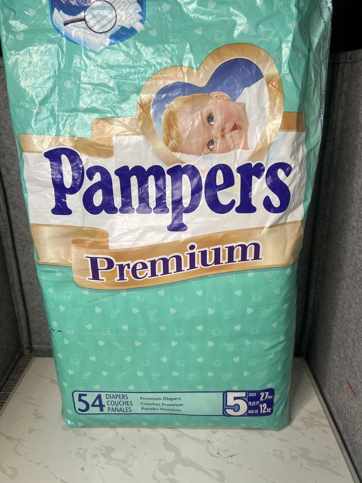 Vintage 1999 Pampers Premiums Open Pack 54 Count Size 5 Diapers 18 Left
