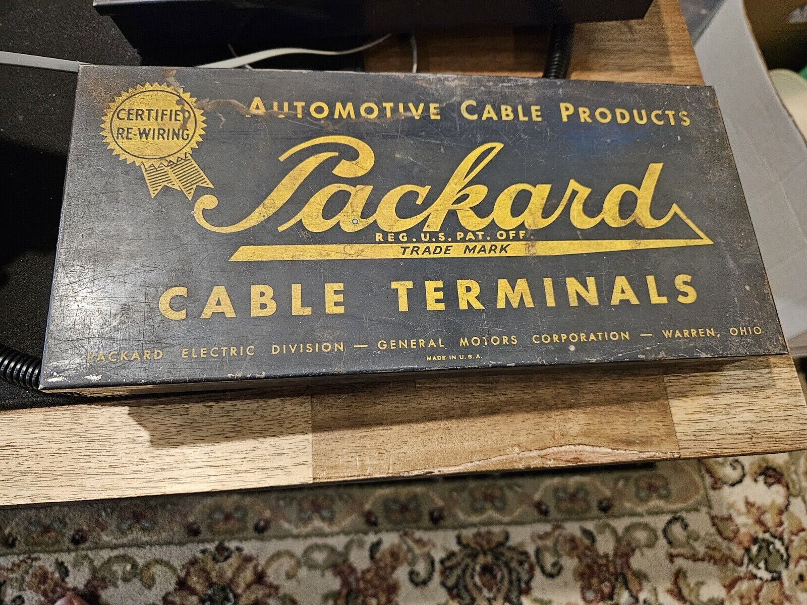 Vintage Packard Automotive Cable Terminals Metal Box GM Warren OH