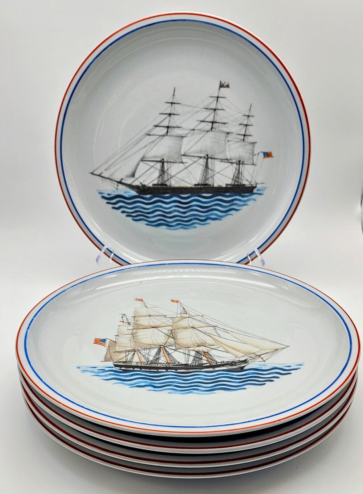 Vintage Stunning Rare (5) Mottahedeh Nautical Maritime Ship Plates