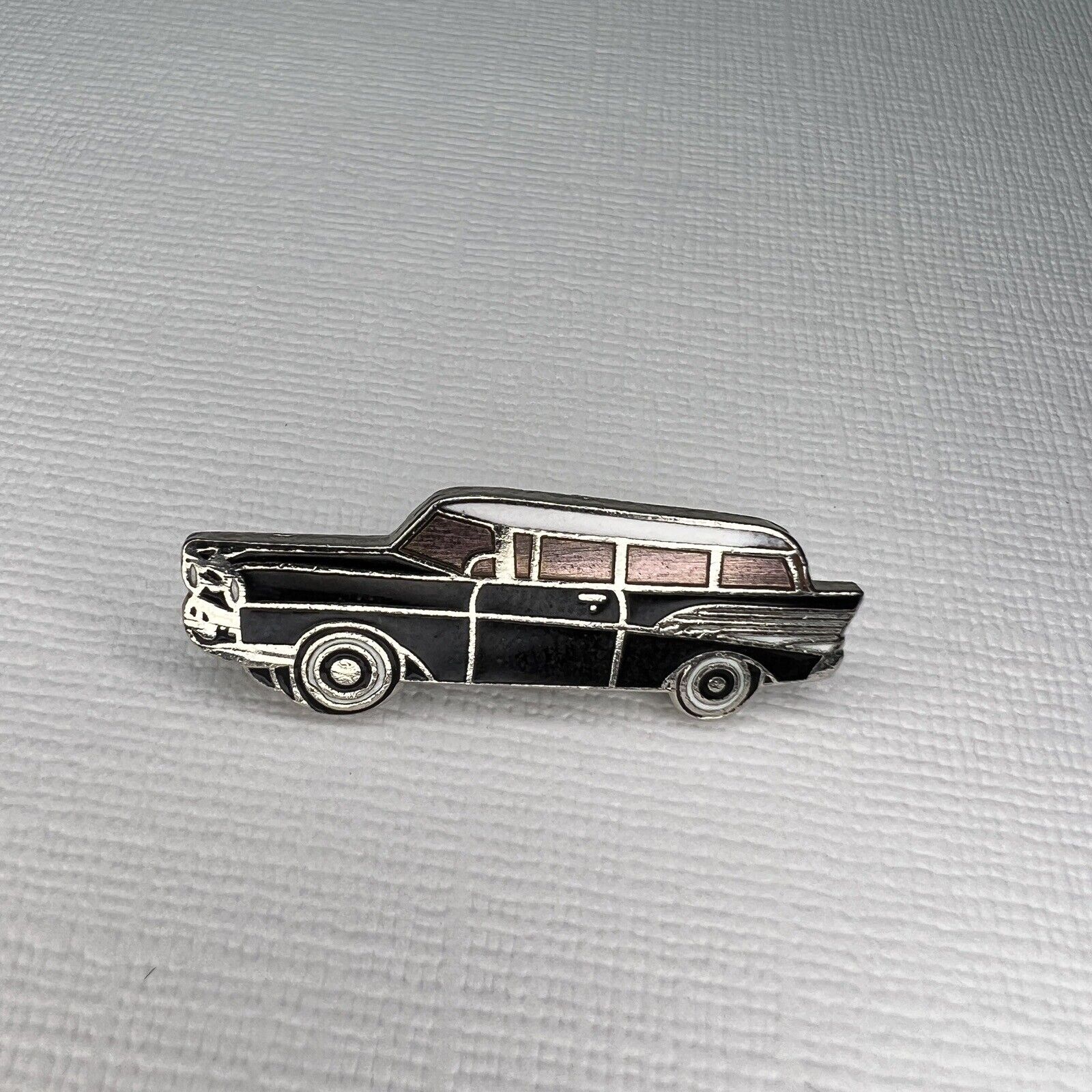 Vintage Lapel Pin Chevrolet Sport Car Advertising Nomad Automotive Enamel Black
