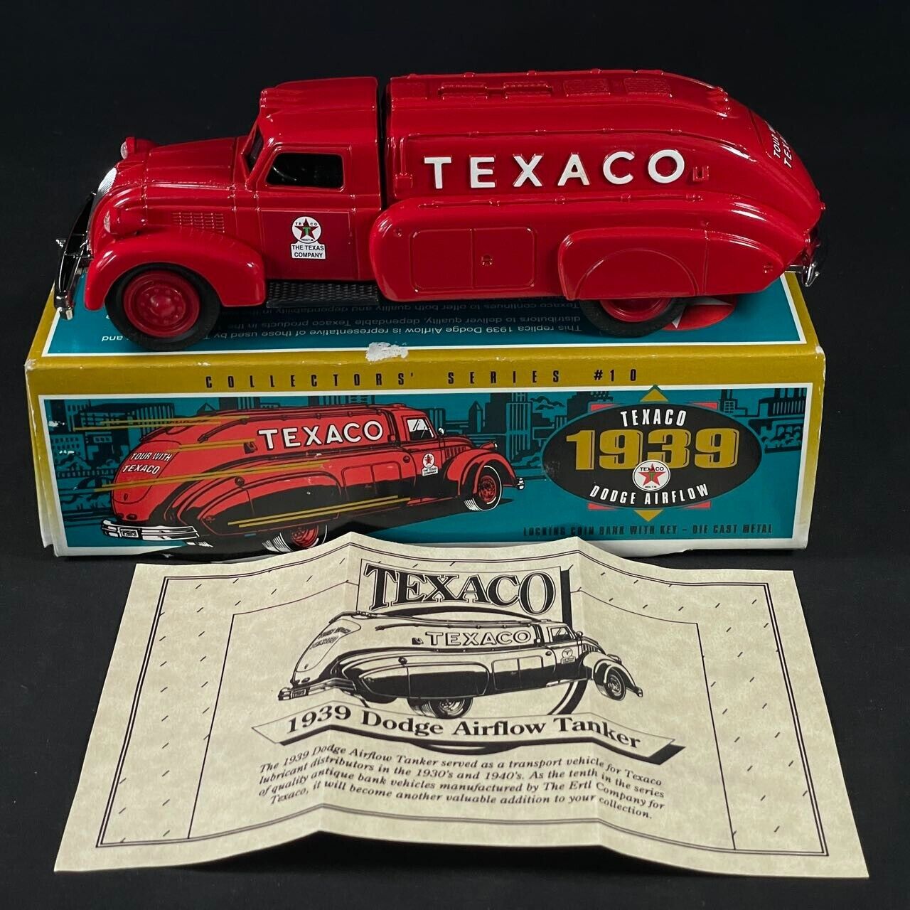 Ertl Texaco 1939 Dodge Airflow Locking Coin Bank with Key Die Cast MINT IN BOX