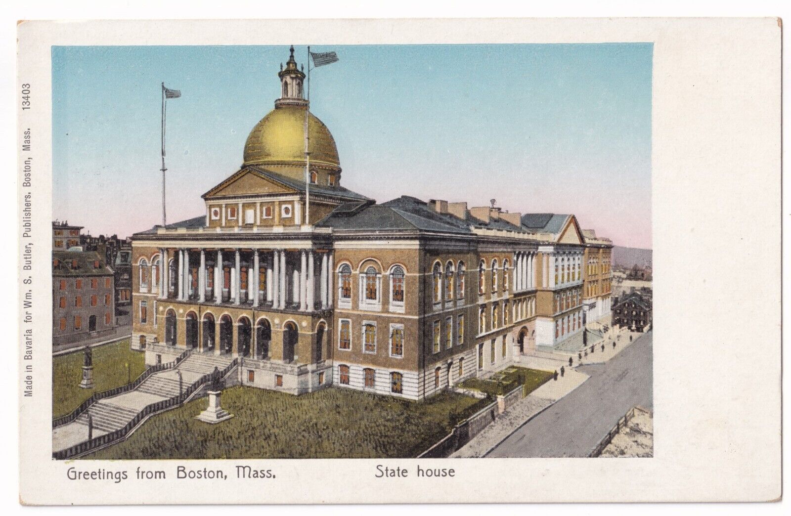 Post Card Greetings from Boston Massachusetts State House with Copper Windows
