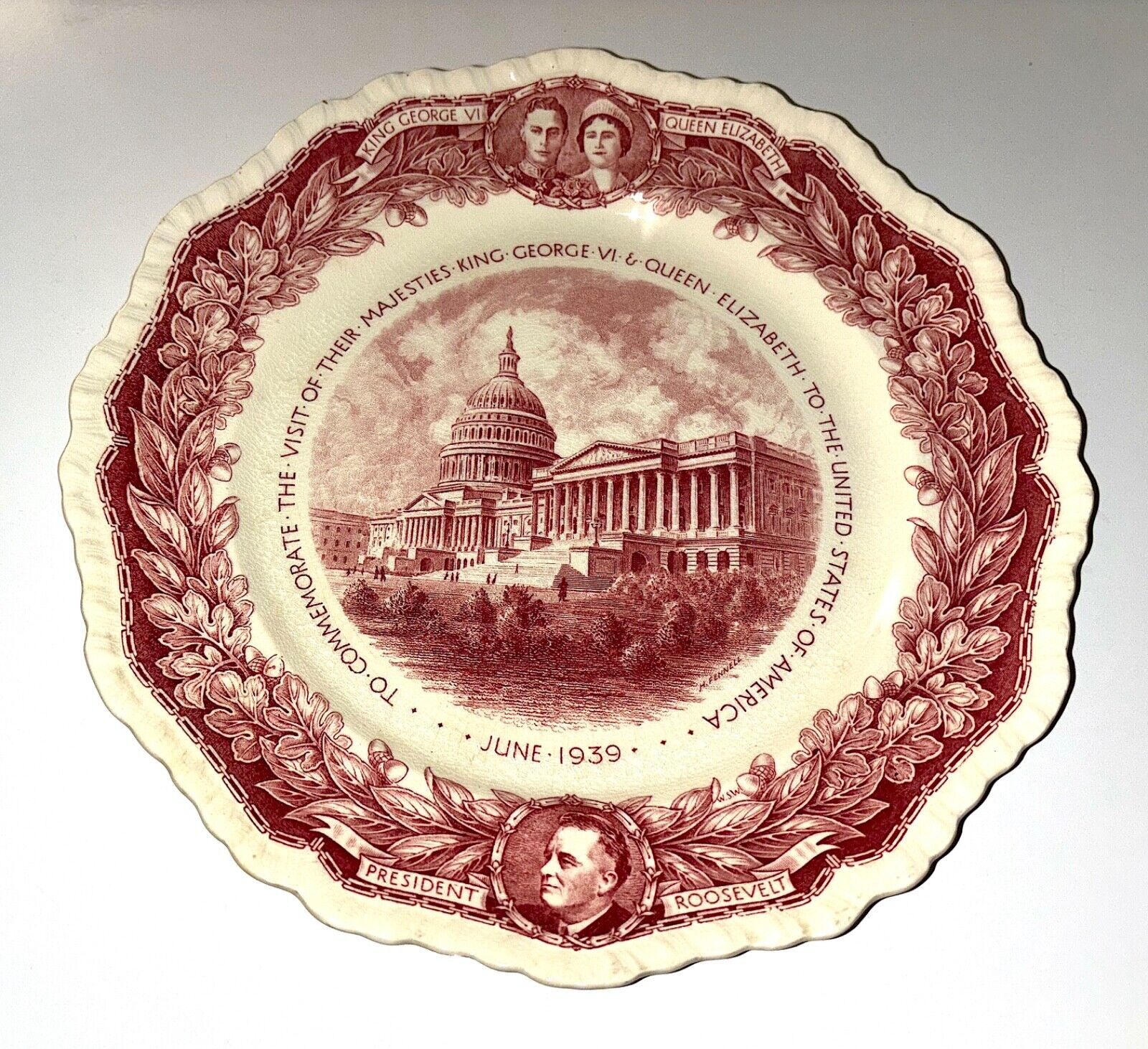 1939 Mason\'s King George VI & Queen Elizabeth Commemorative Plate 1939