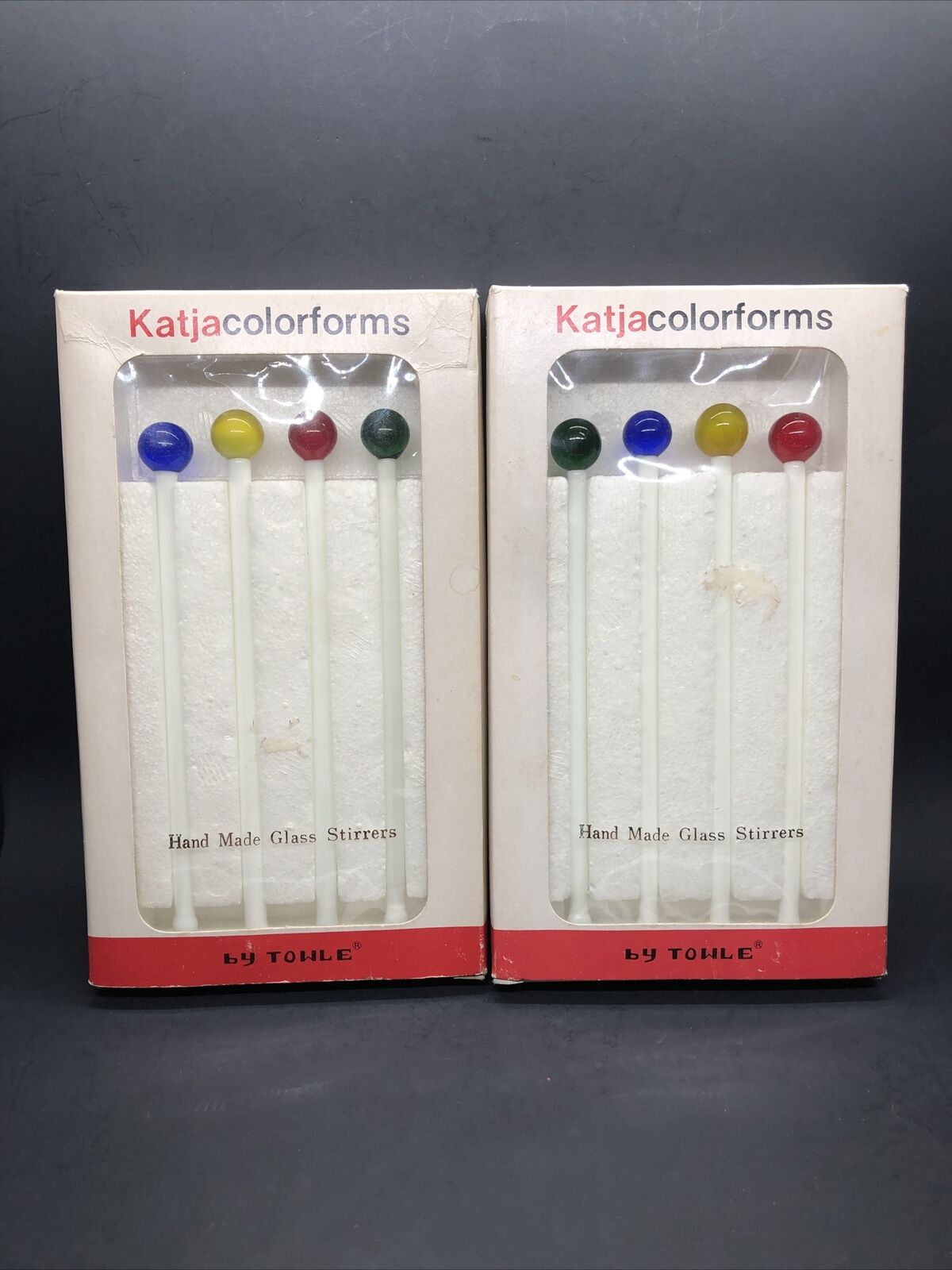 Vintage Multi Color Glass Swizzle Sticks Katja Colorforms Towle Handmade Stirrer