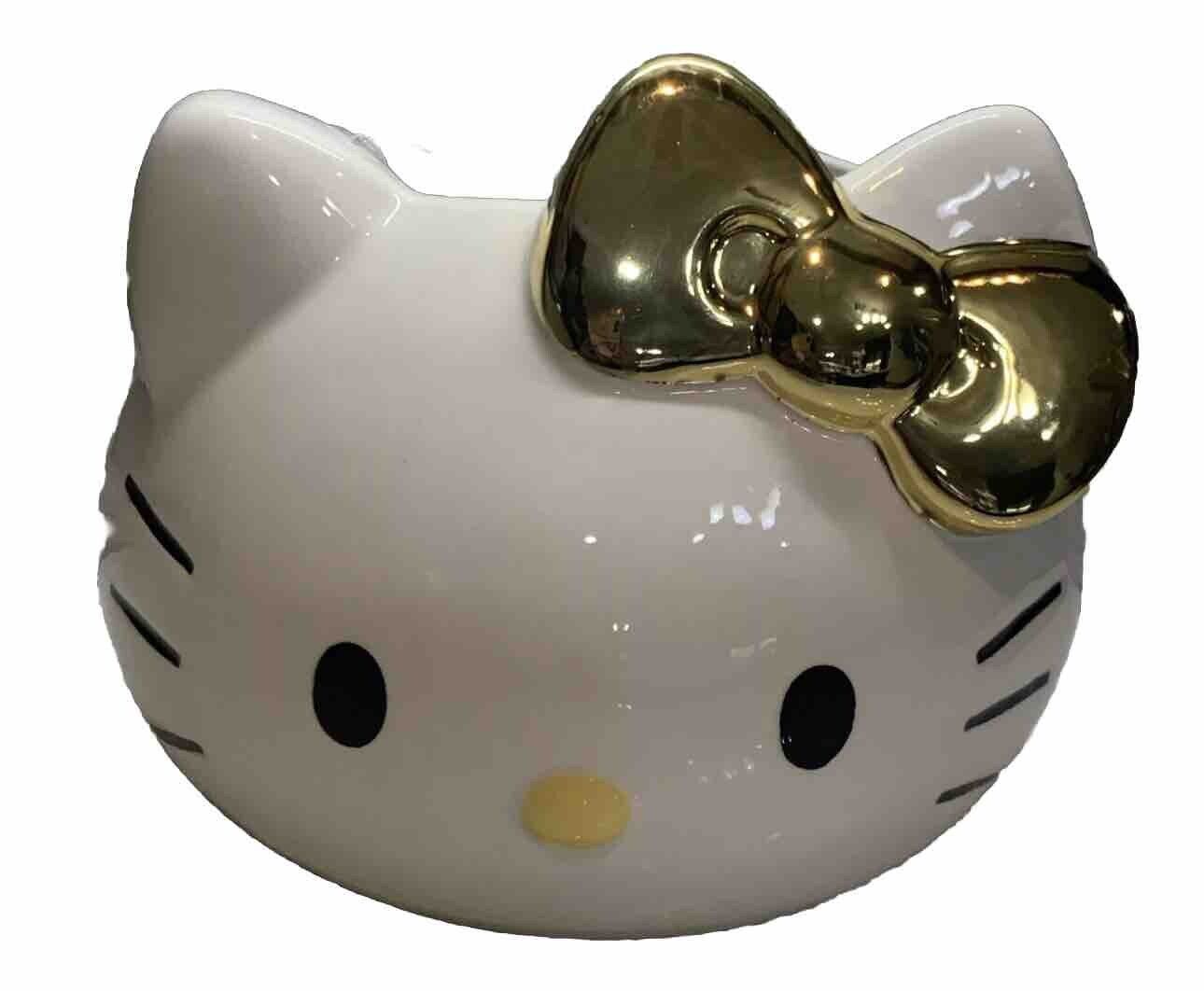 Hello Kitty Large Ceramic Planter Hand Painted Gold Bow New