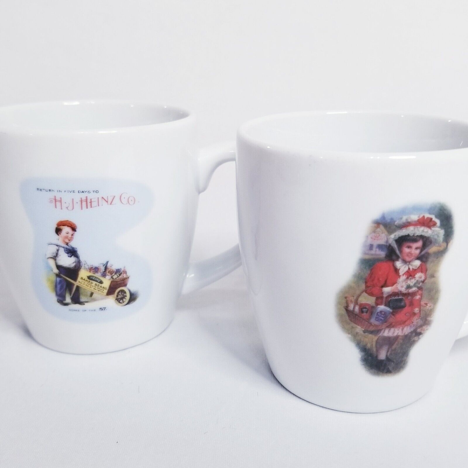 Vintage H. J. Heinz Co Logo MUGS Set of 2 Coffee Cup Mug 10 oz NEW Authentic 