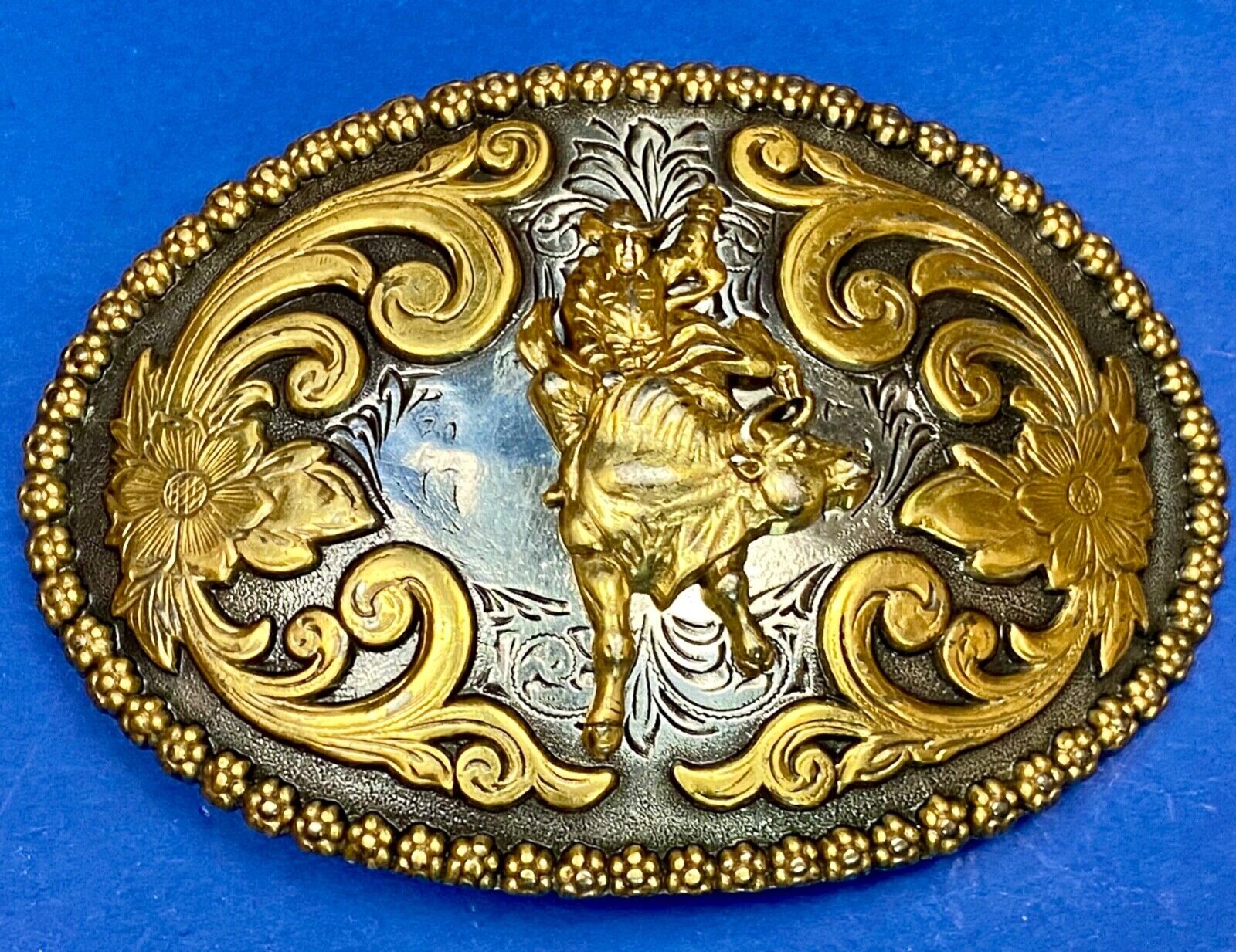 Vintage nocona Country bLine Square Dancing Couple western two-tone belt buckle