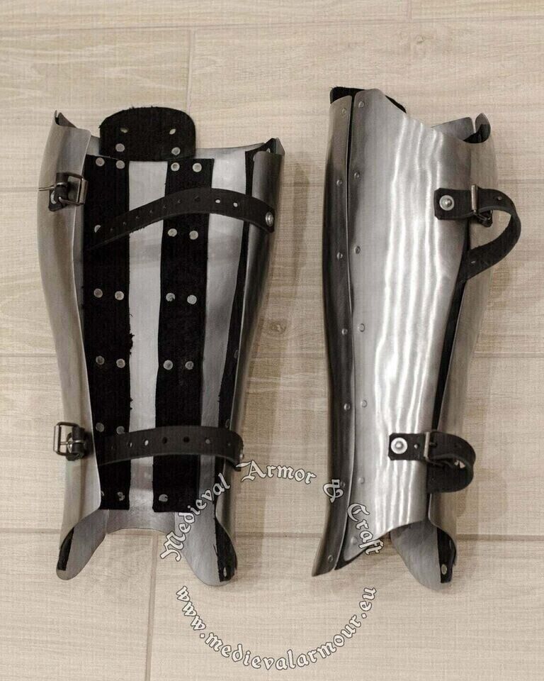 Medieval Legs Protection pair of Greaves Larp SCA Steel knight Greaves armour