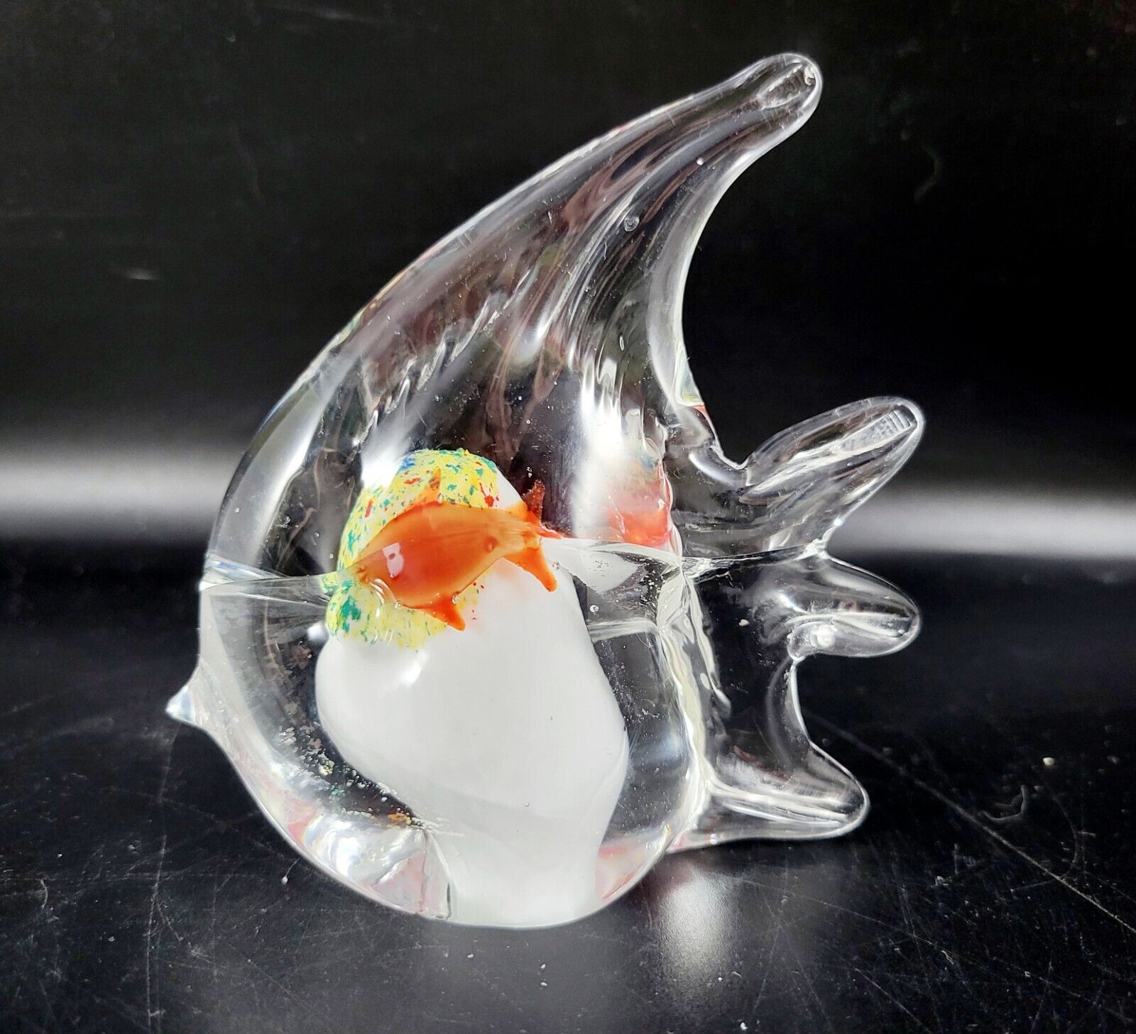Clear Glass Angel Fish With A Small Red Angel Fish Inside 4\