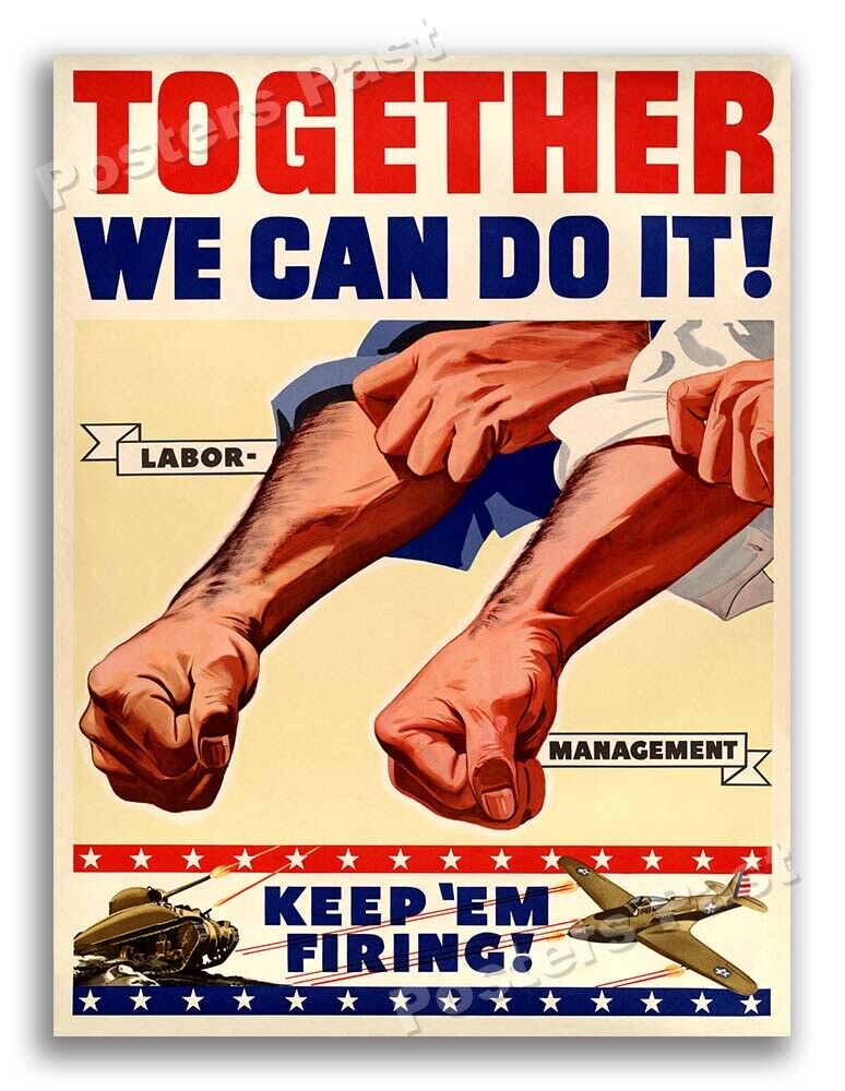 “Together We Can Do It” 1942 Vintage Style World War 2 Poster - 24x32