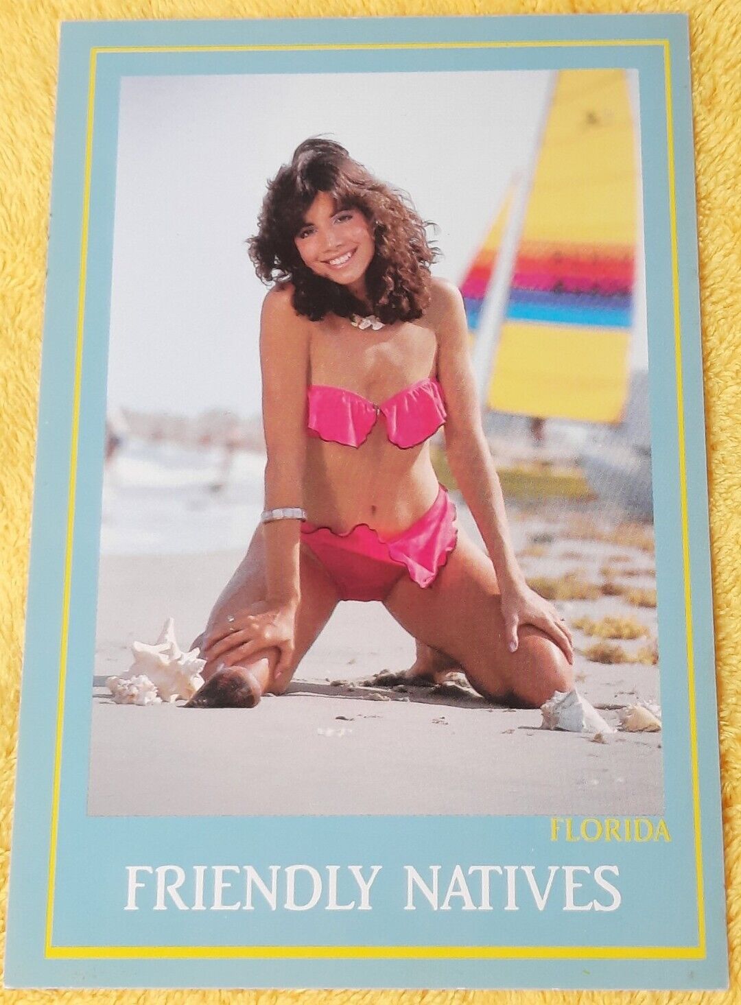 Postcard  Florida Beach Bikini Beautiful Woman Pretty Friendly Native Pinup Girl