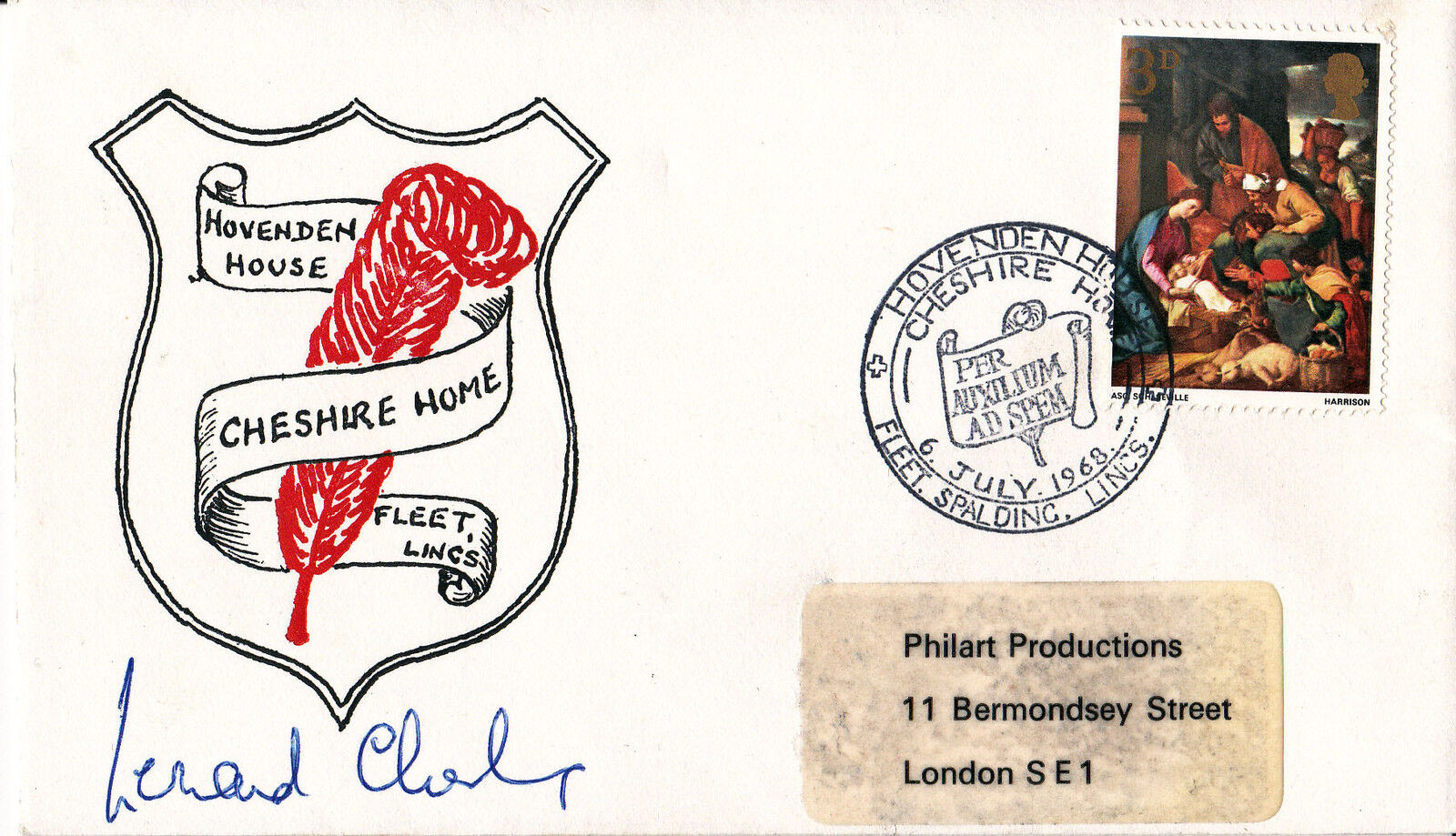 1968 Cheshire Homes Cover - Signed by LEONARD CHESHIRE VC