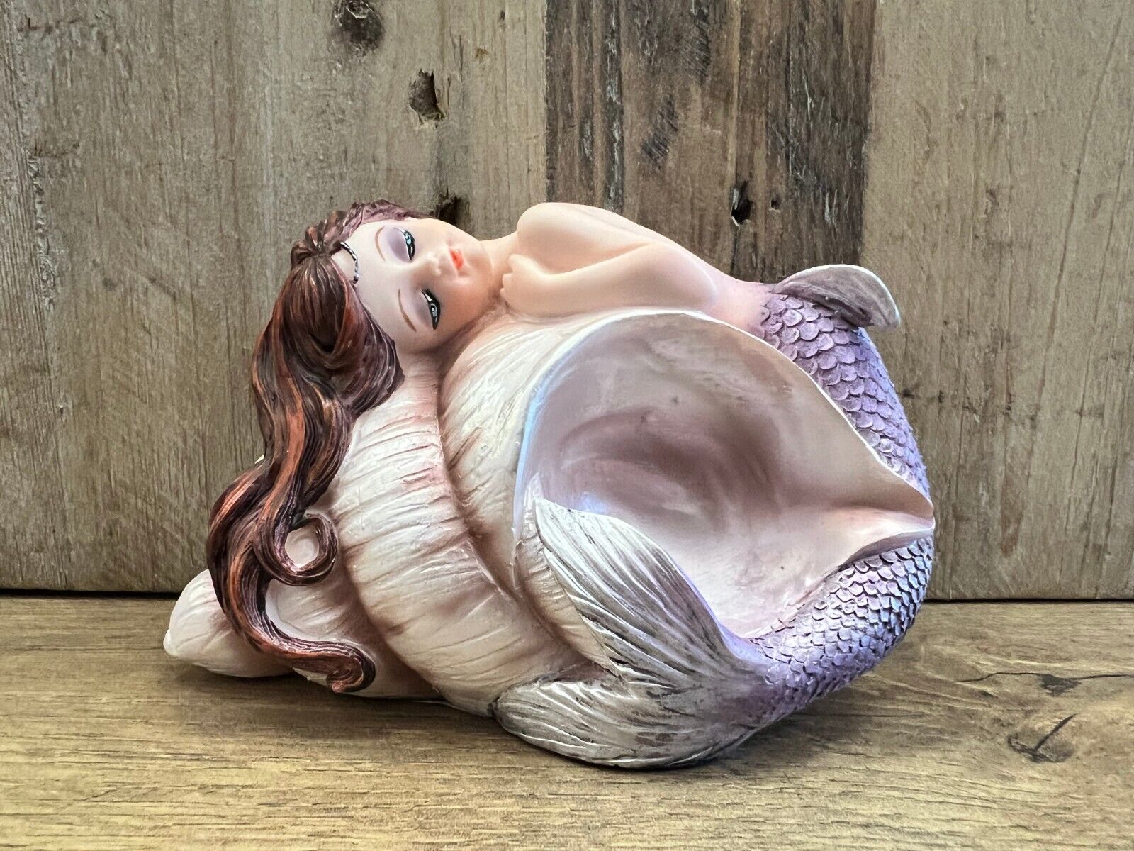 Mermaid On Seashell Resin Figurine 4.5\
