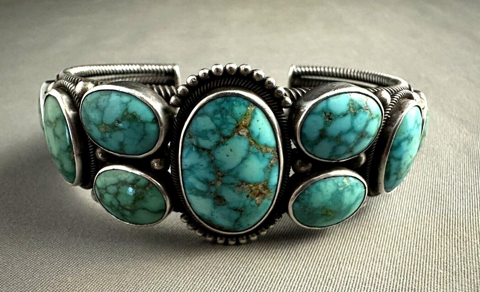 Navajo PERRY SHORTY Lone Mtn Turquoise &  Silver Bracelet - Fabulous