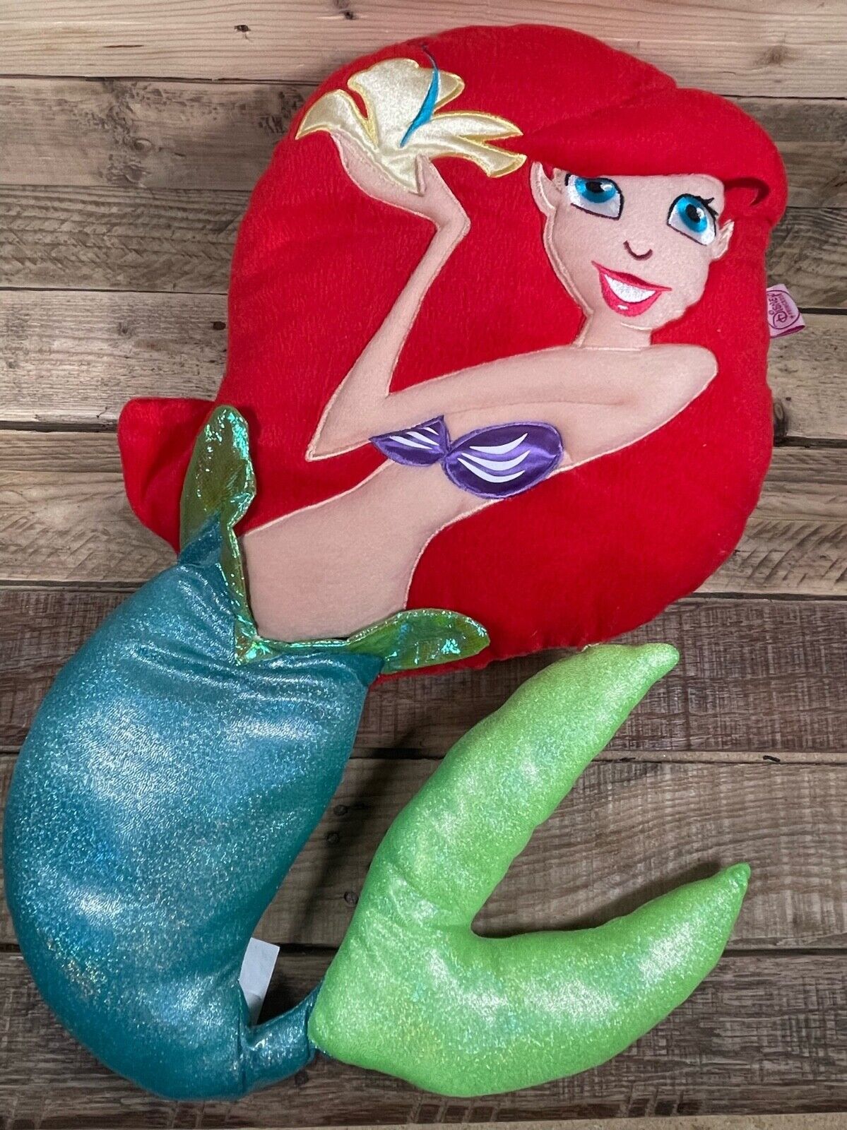 Little Mermaid Ariel Plush 18” Disney Large 3D Figure Shiny Fish Princess Pillow