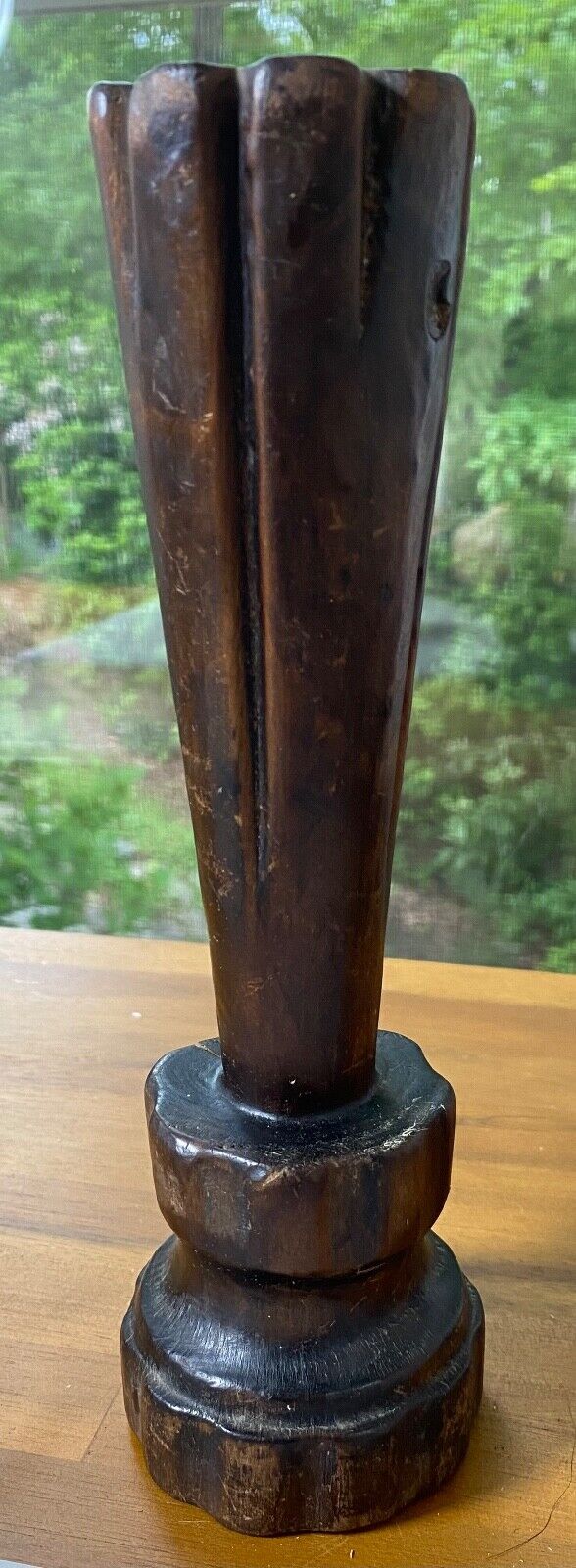 Vintage Solid Wood Hand Carved candlestick -9